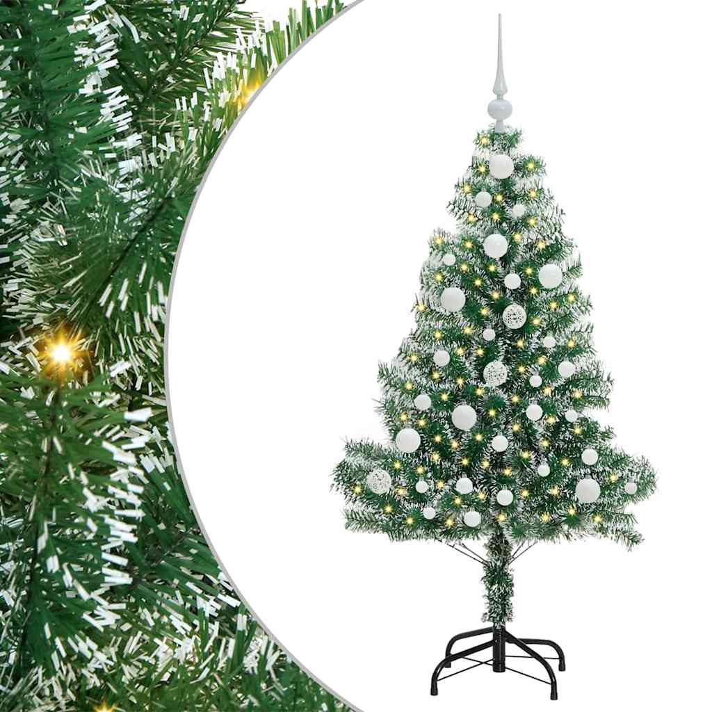 Umjetno Božićno Drvo s Snježnim Flokom i LED Svjetlom 120 cm