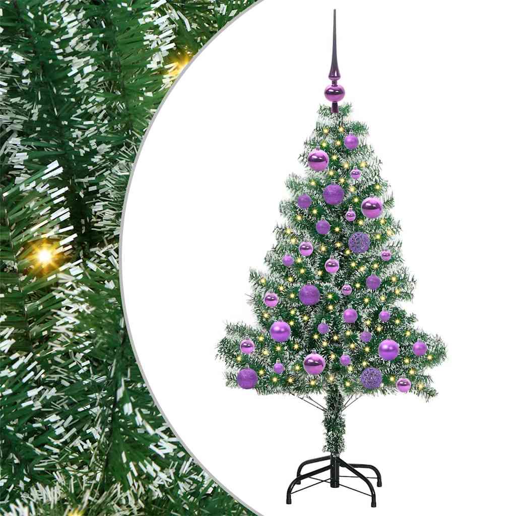 Umjetno Božićno Drvo s Snježnim Flokom i LED Svjetlom 120 cm