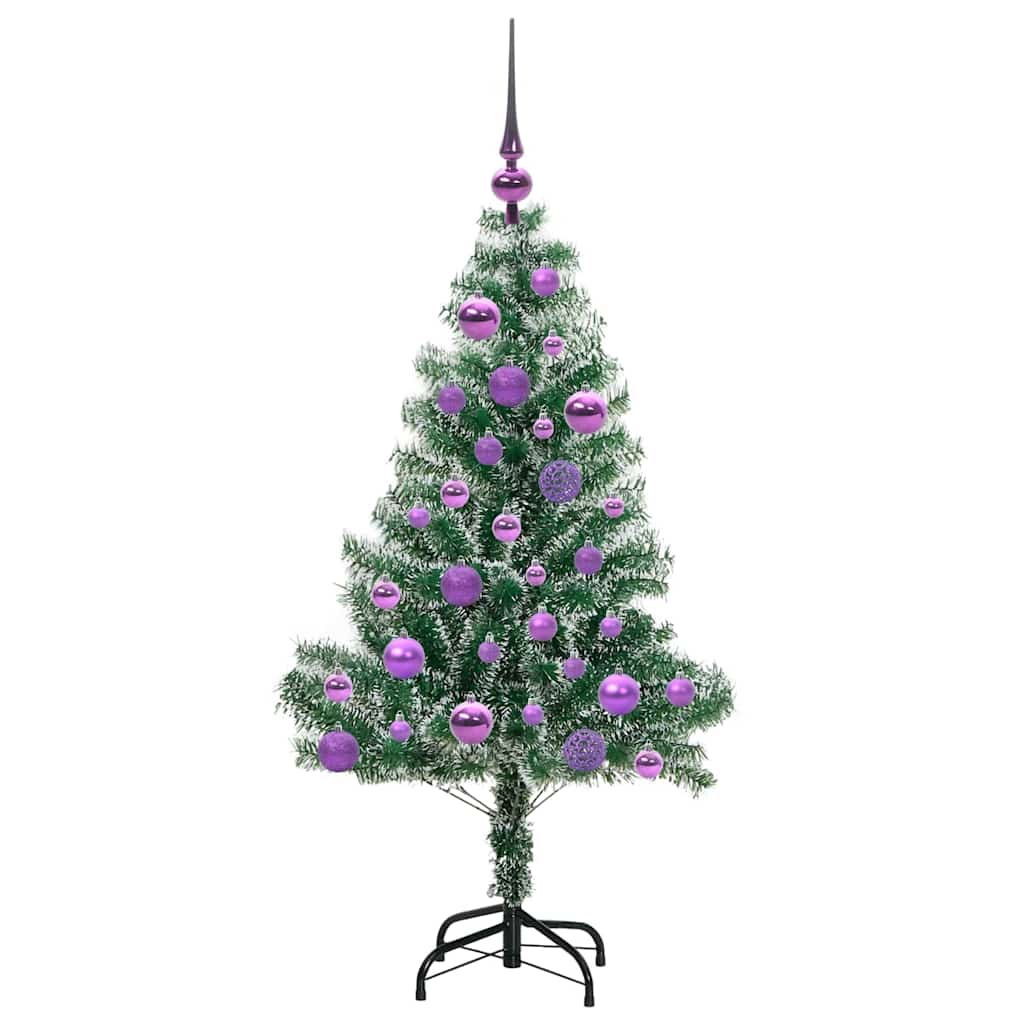 Umjetno Božićno Drvo s Snježnim Flokom i LED Svjetlom 120 cm