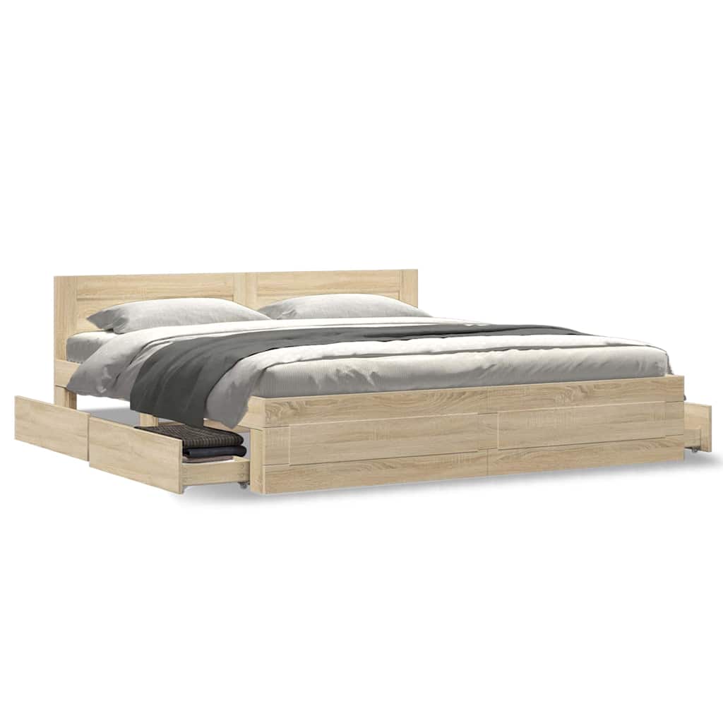 Krevetna konstrukcija s uzglavljem 2 pcs Sonoma 193 x 203 cm