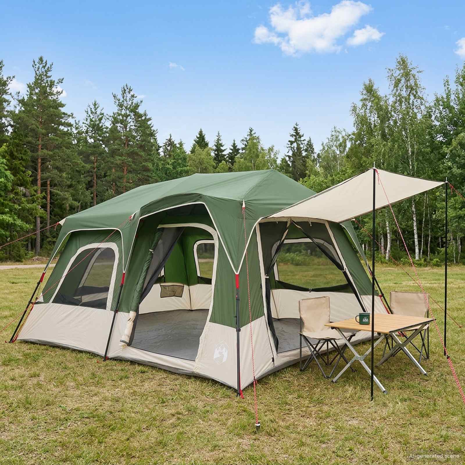 Instant šator Zelena 8 osoba 185T Poliester s PU premazom