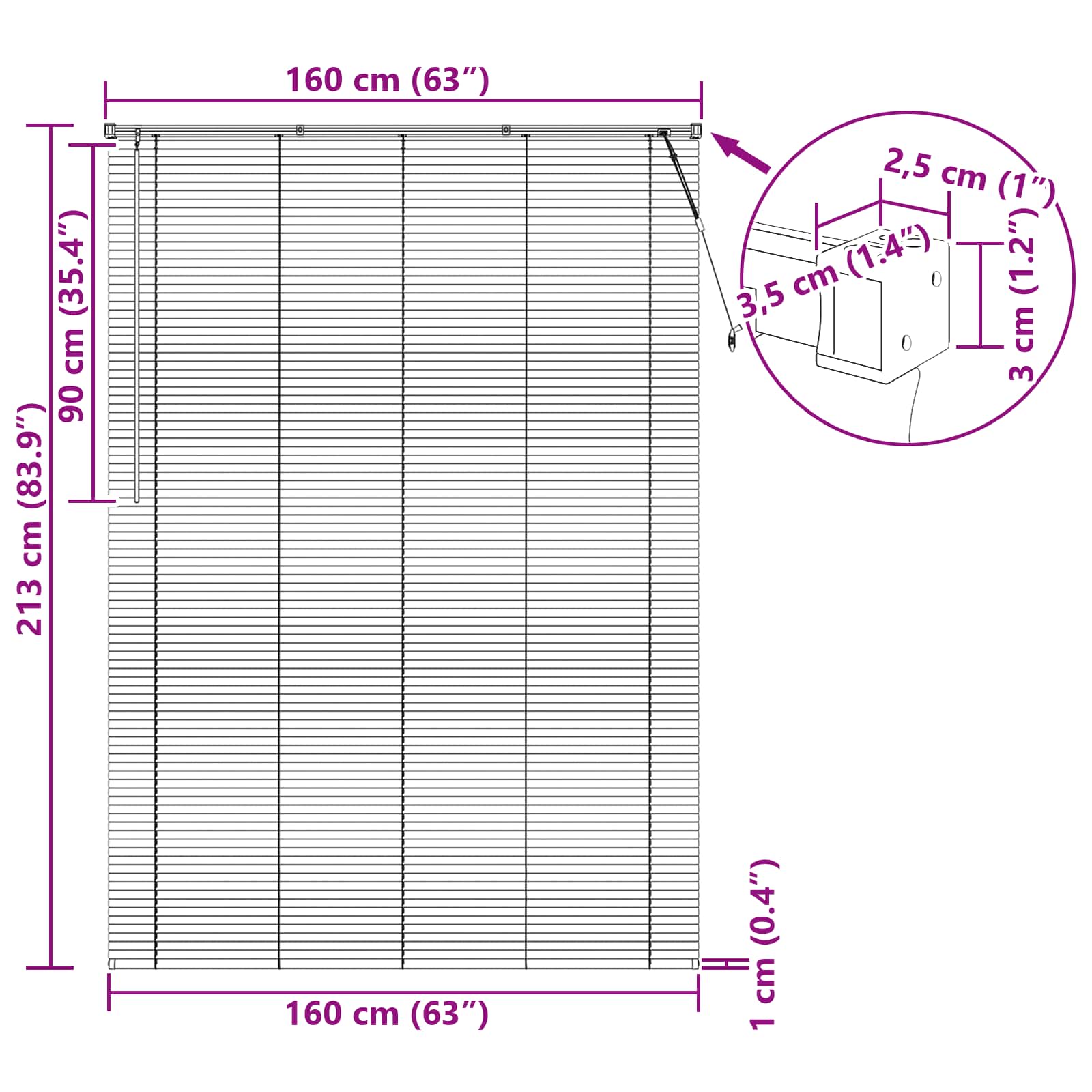 Venecijanska roleta Srebrno Siva 213 x 160 cm PVC