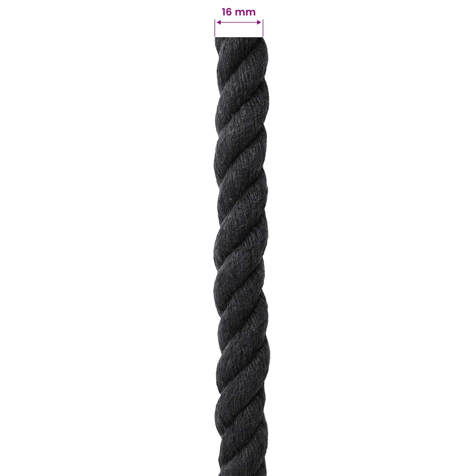 Konop Crna 1,6 x 1,6 x 10000 cm Pamuk