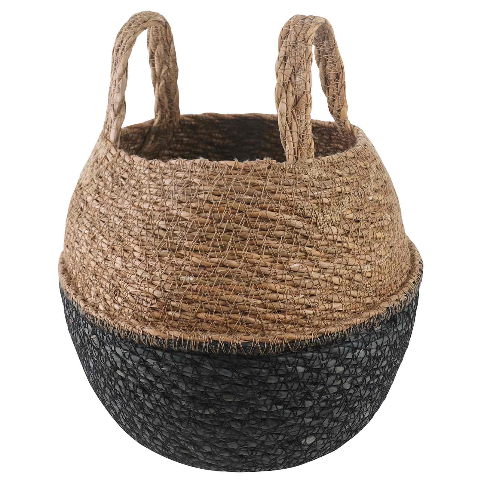 Saksija za biljke s ručkama Crna Ø 22 x 20 cm 100% morska trava