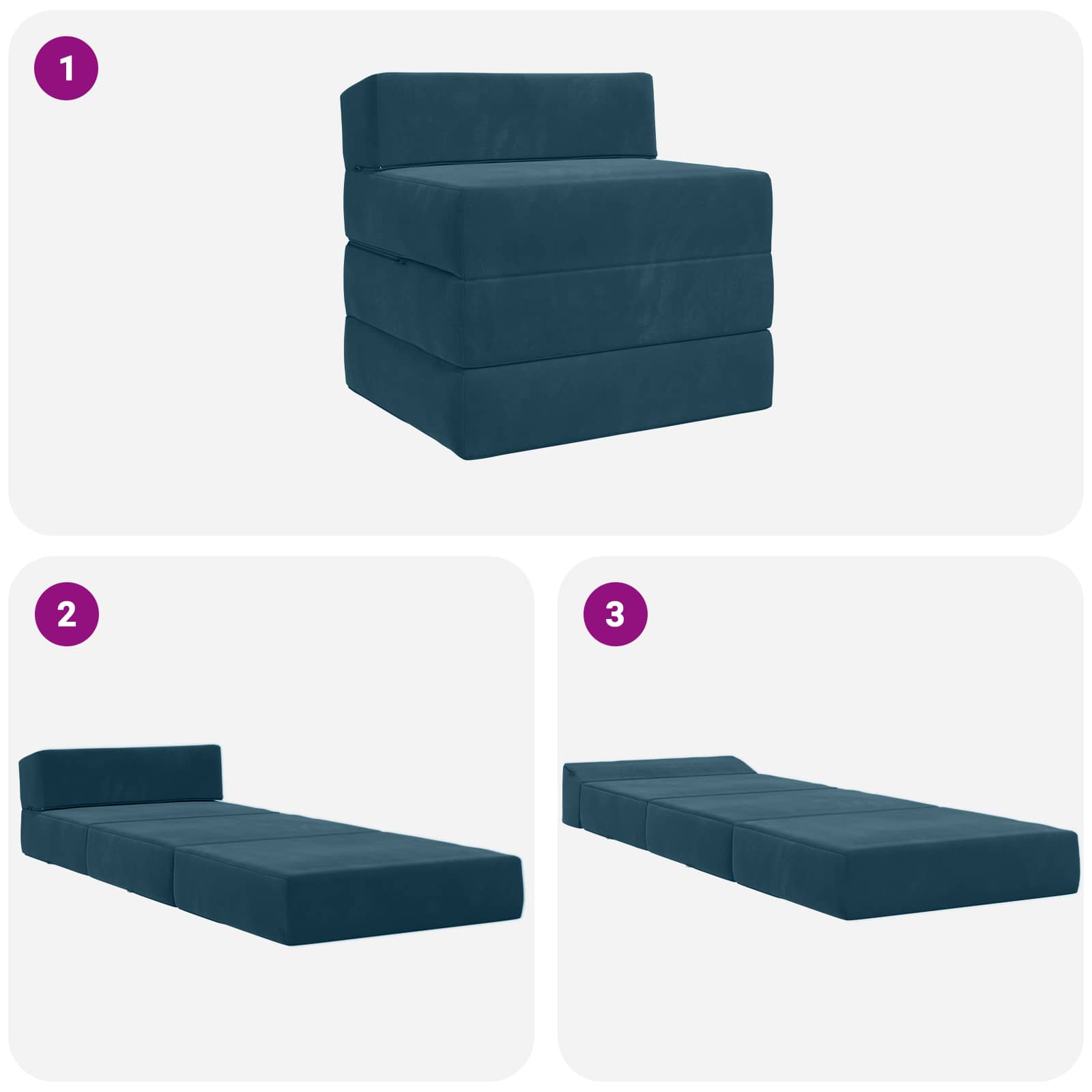 Sofa na razvlačenje Plava 200 x 70 x 15 cm Baršun