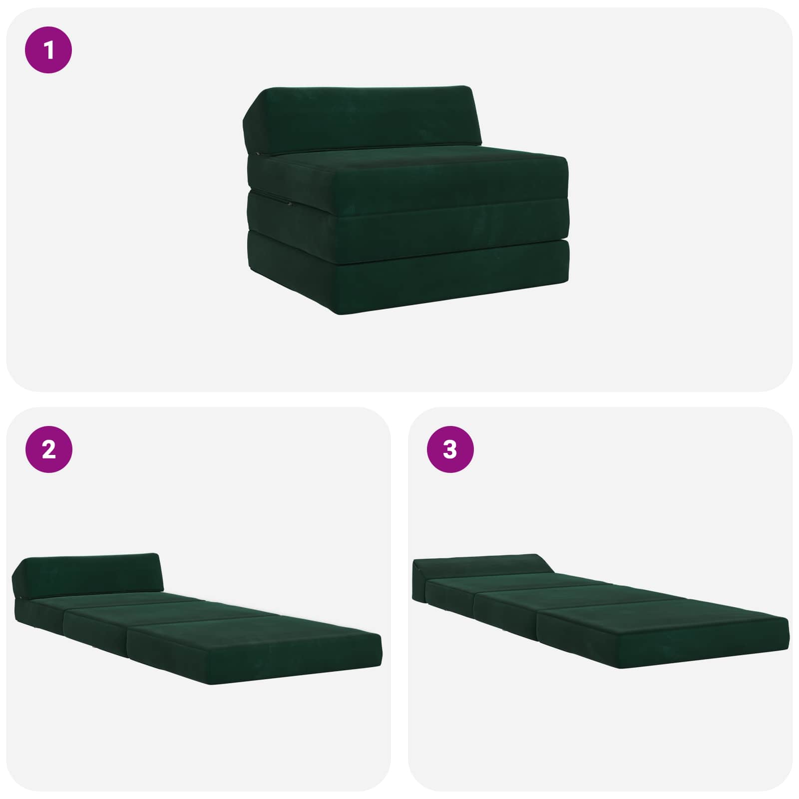 Sofa na razvlačenje Tamnozelena 200 x 70 x 10 cm Baršun