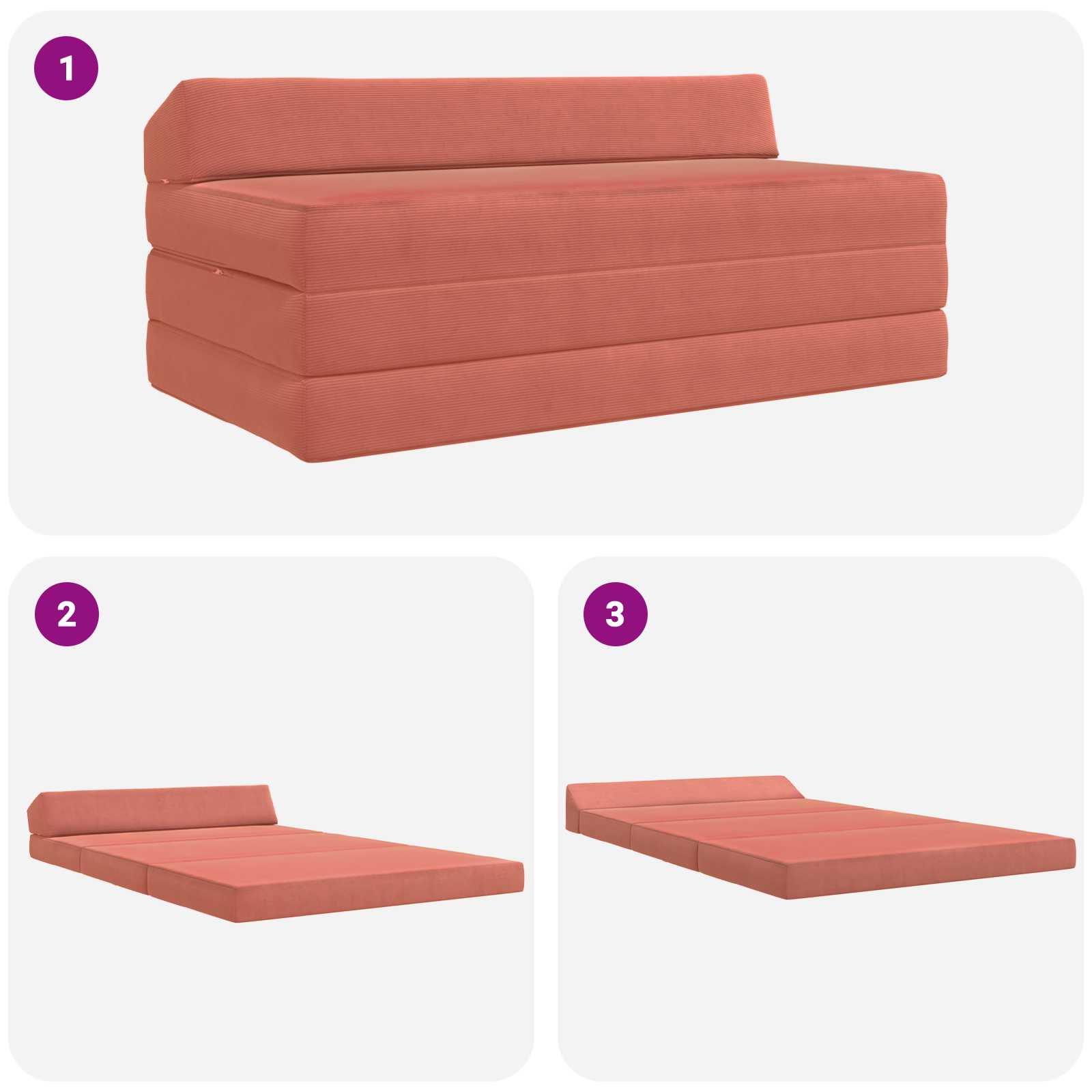 Sofa na razvlačenje Crvena narančasta 120 x 60 x 49 cm Tkanina