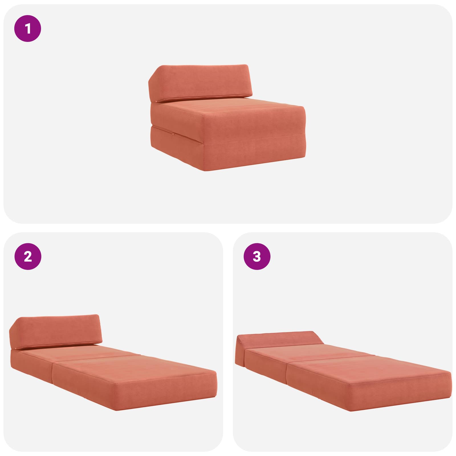 Sofa na razvlačenje Crvena narančasta 60 x 70 x 41 cm Tkanina
