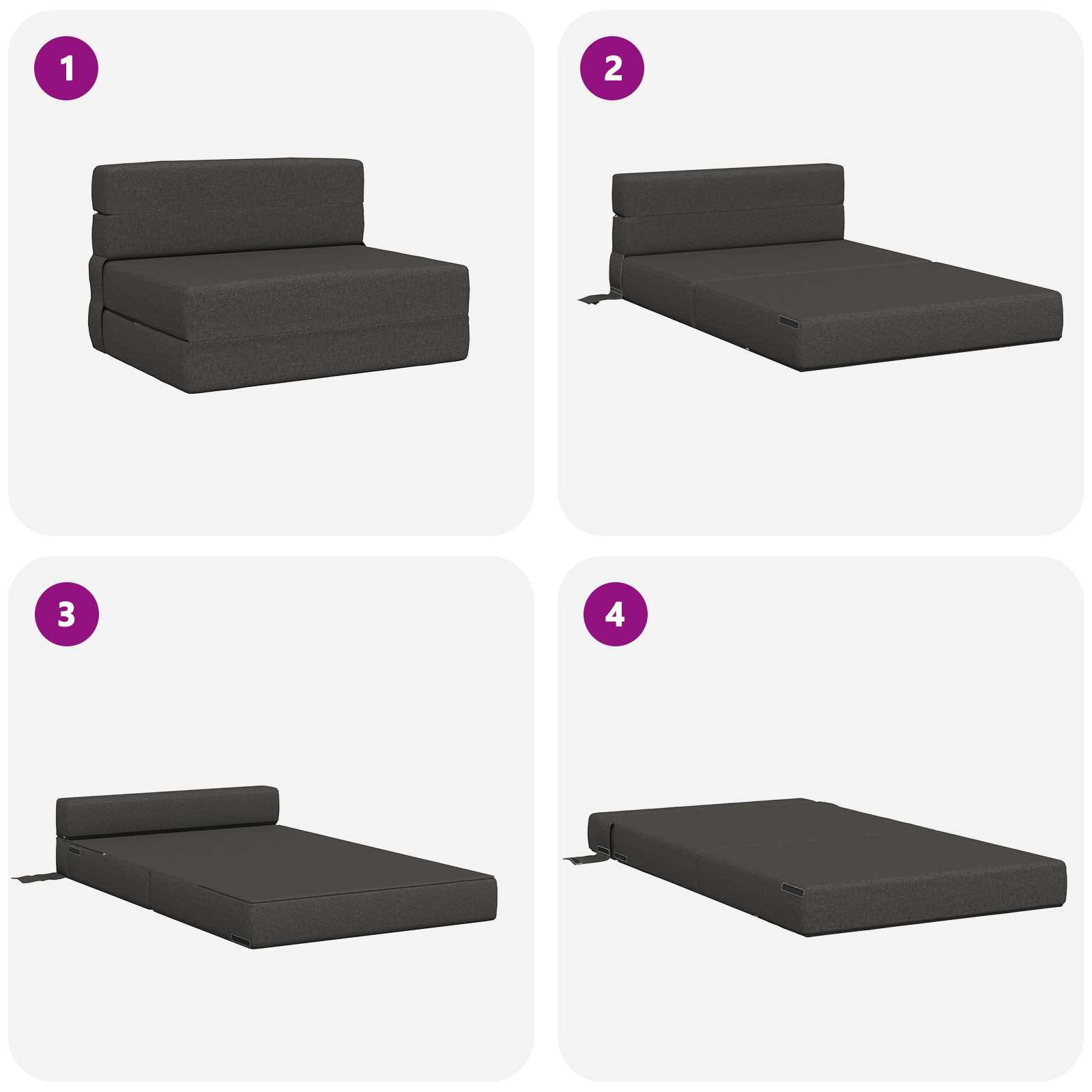 Sofa na razvlačenje Tamnosiva 70 x 72 x 60 cm Tkanina
