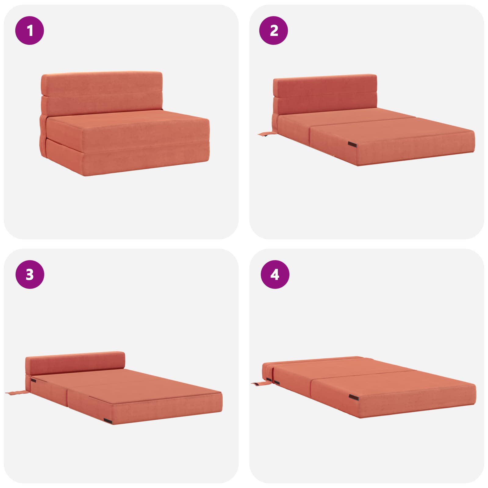 Sofa na razvlačenje Crvena narančasta 70 x 72 x 60 cm Tkanina