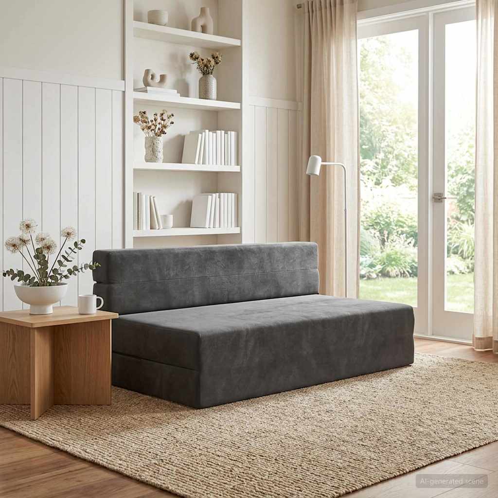 Sofa na razvlačenje Tamnosiva 152 x 86,5 x 60 cm Tkanina