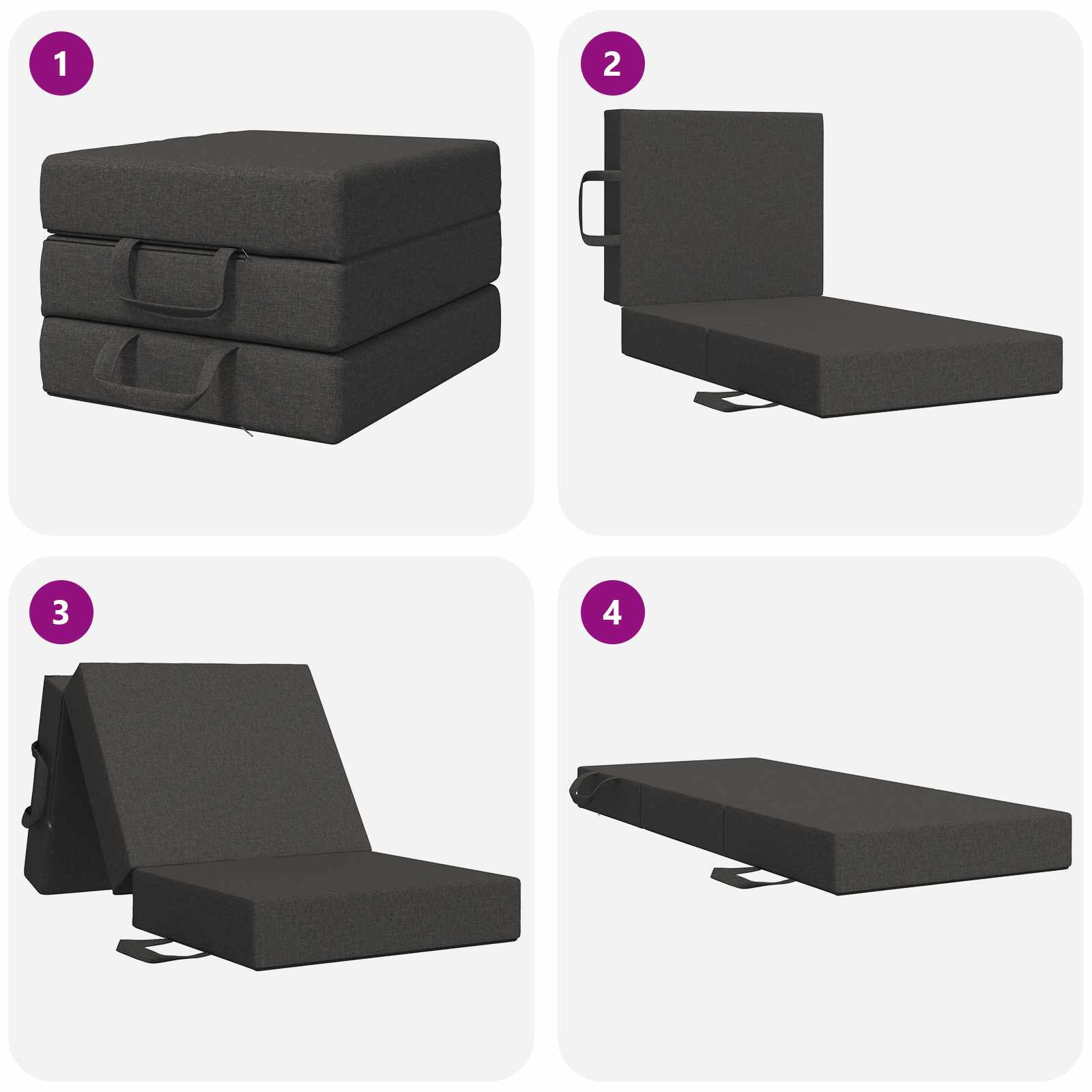 Sofa na razvlačenje 75 x 63 x 45 cm Tamnosiva