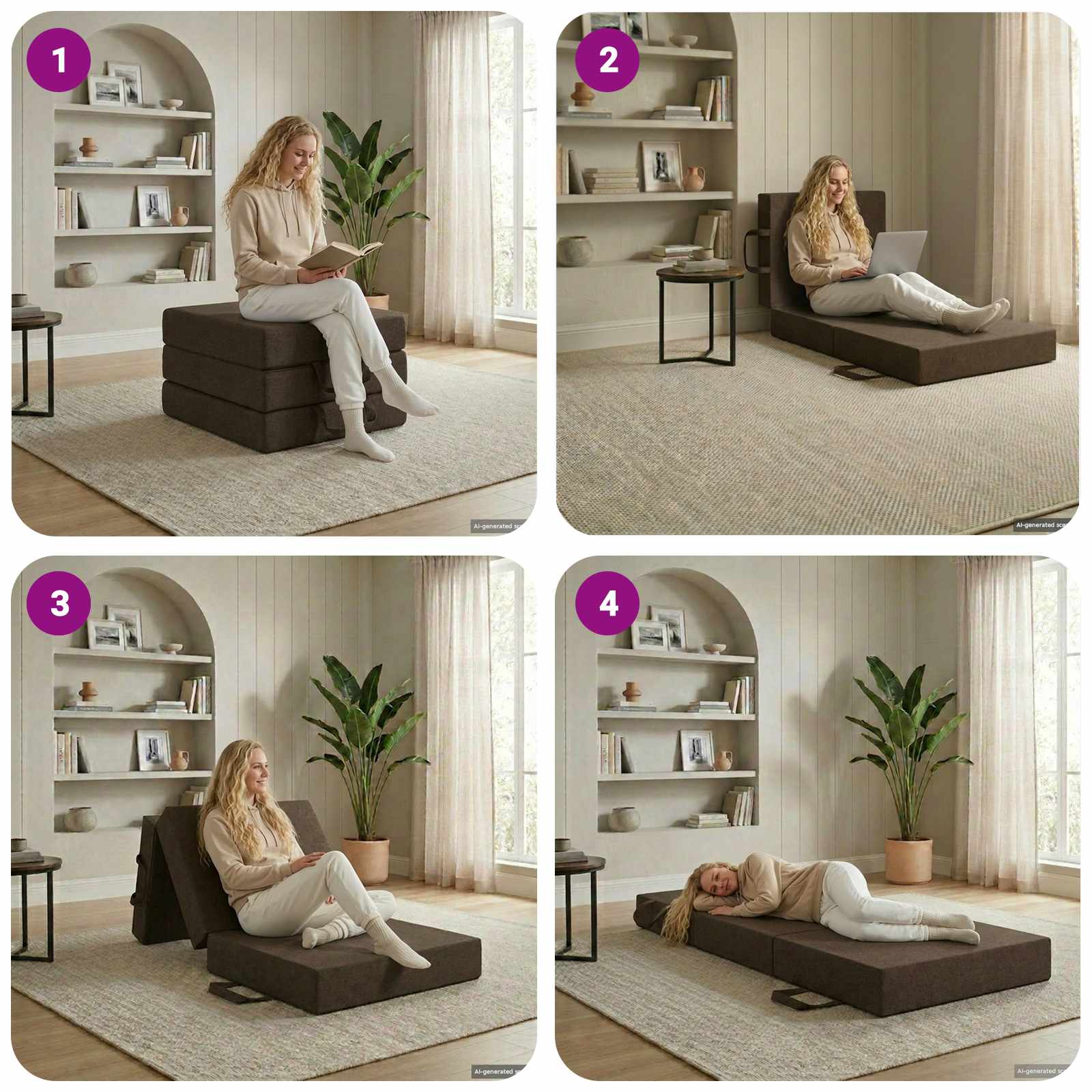 Sofa na razvlačenje 75 x 63 x 45 cm Sivosmeđa
