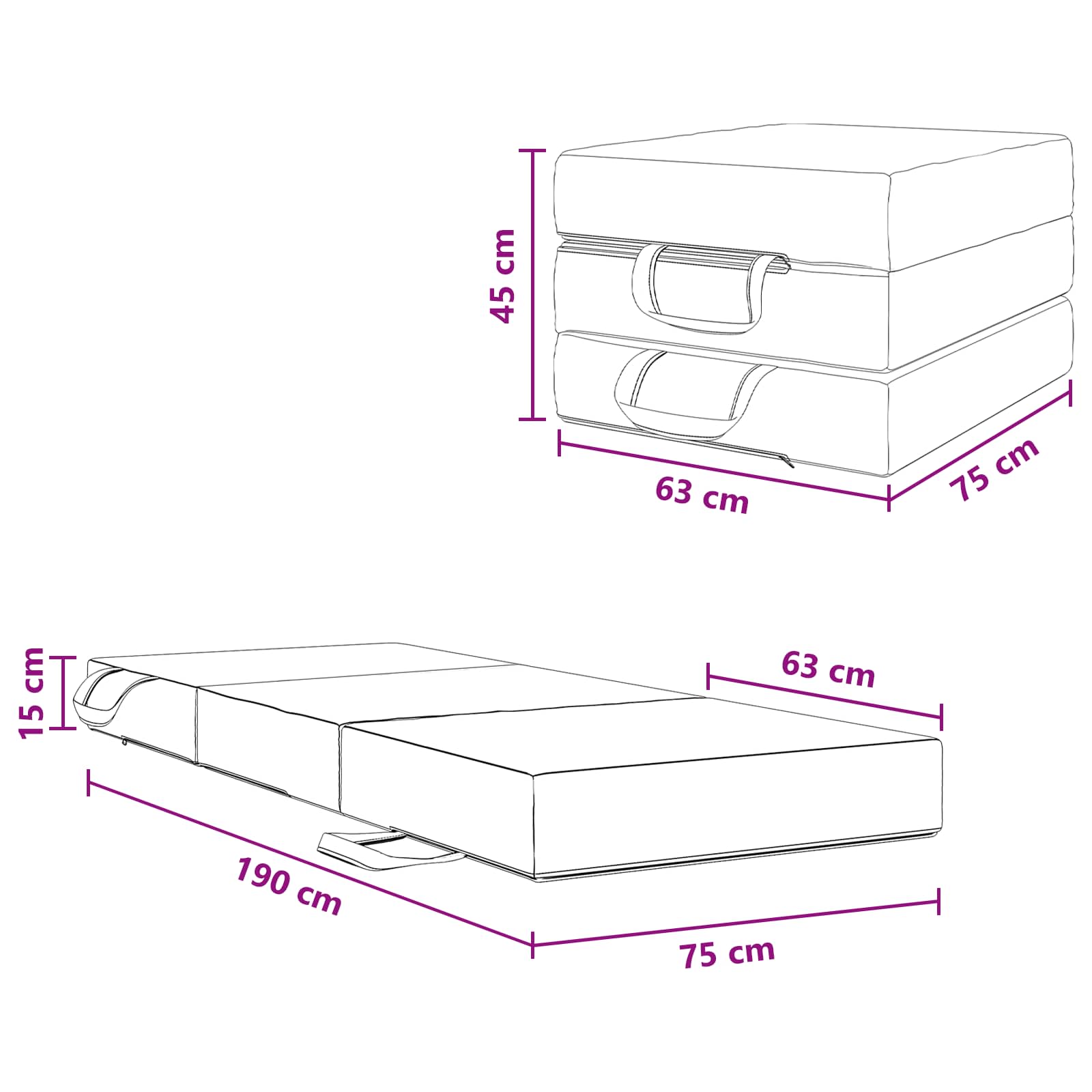 Sofa na razvlačenje 75 x 63 x 45 cm Plava