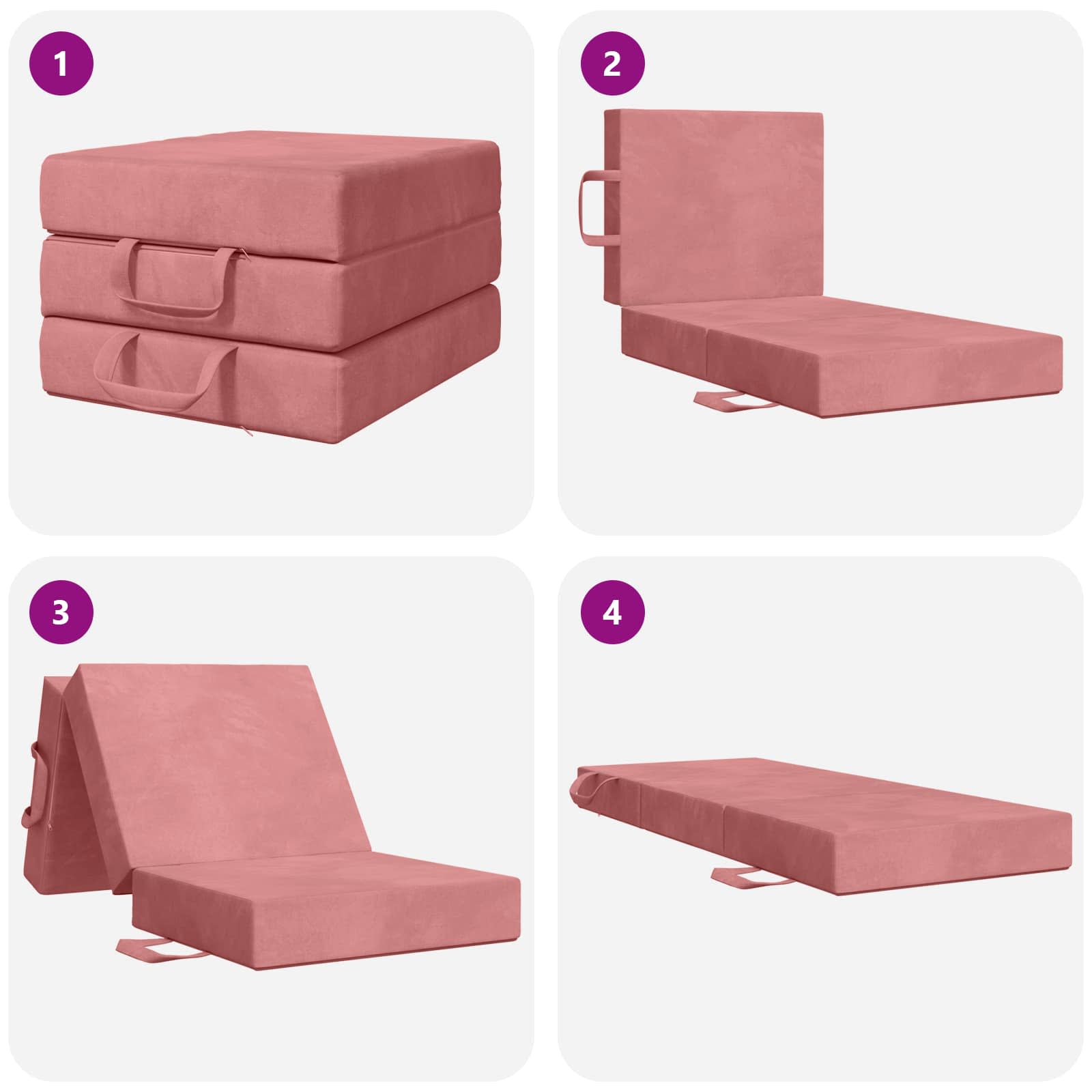 Sofa na razvlačenje 75 x 63 x 45 cm Ružičasta