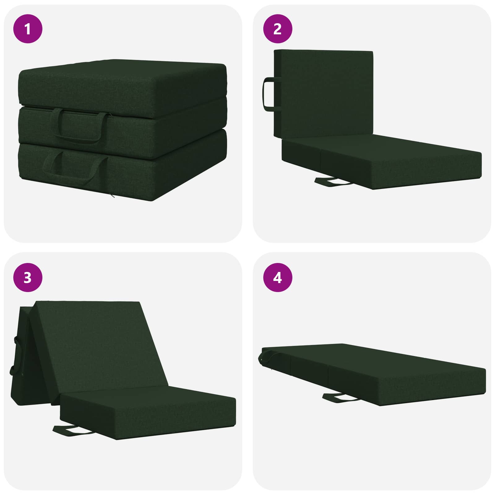 Sofa na razvlačenje 90 x 63 x 45 cm Tamnozelena