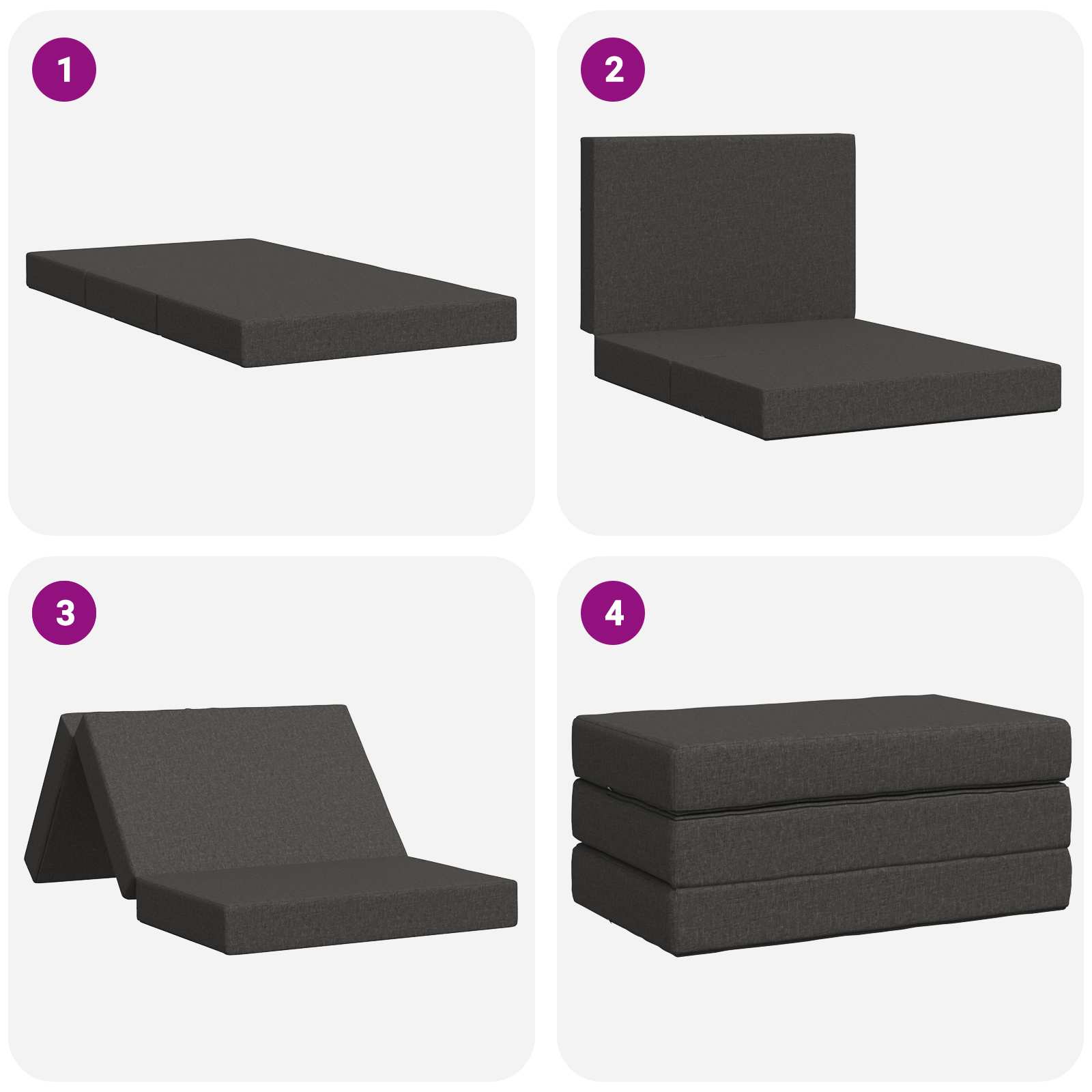 Sofa na razvlačenje 100 x 67 x 45 cm Tamnosiva