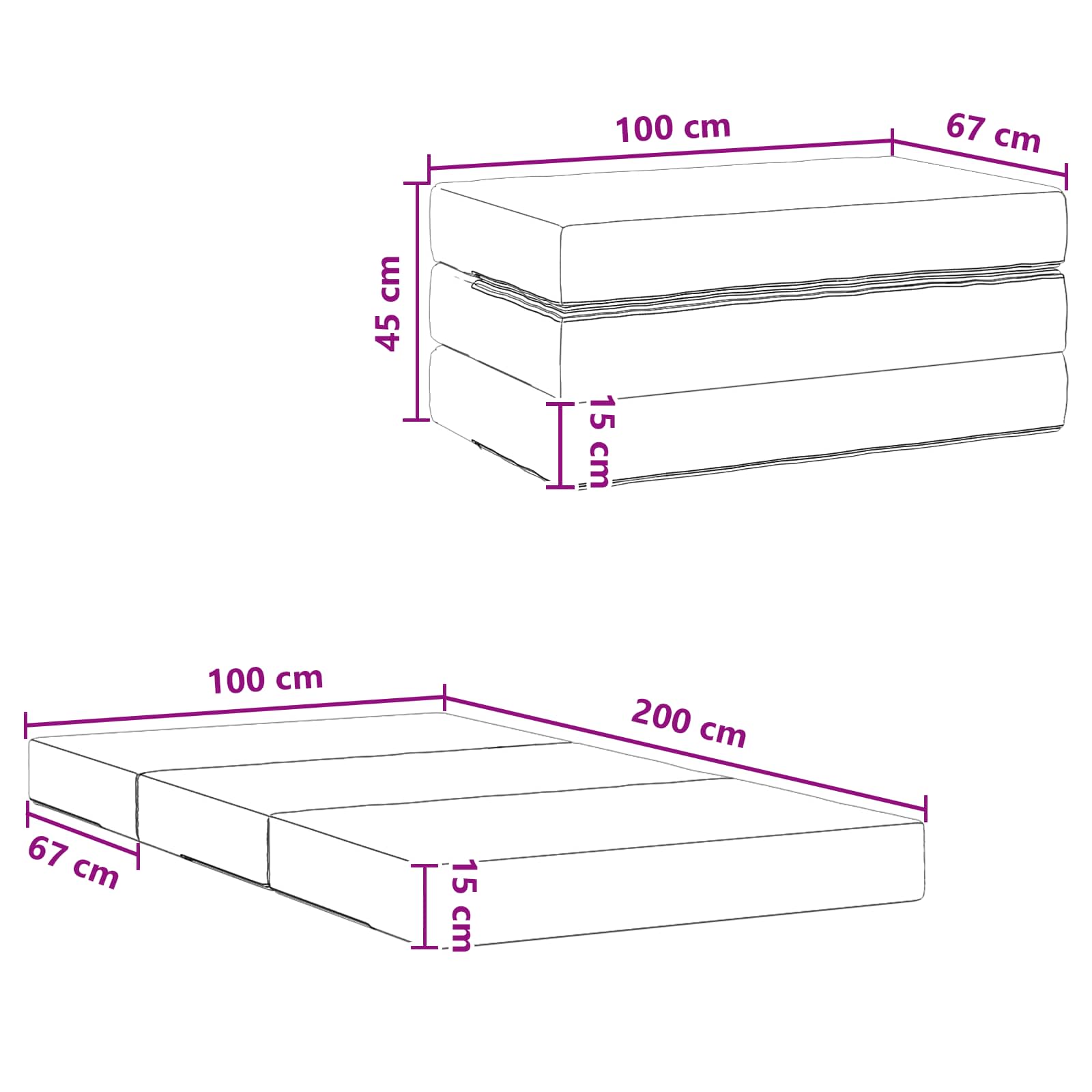 Sofa na razvlačenje 100 x 67 x 45 cm Plava