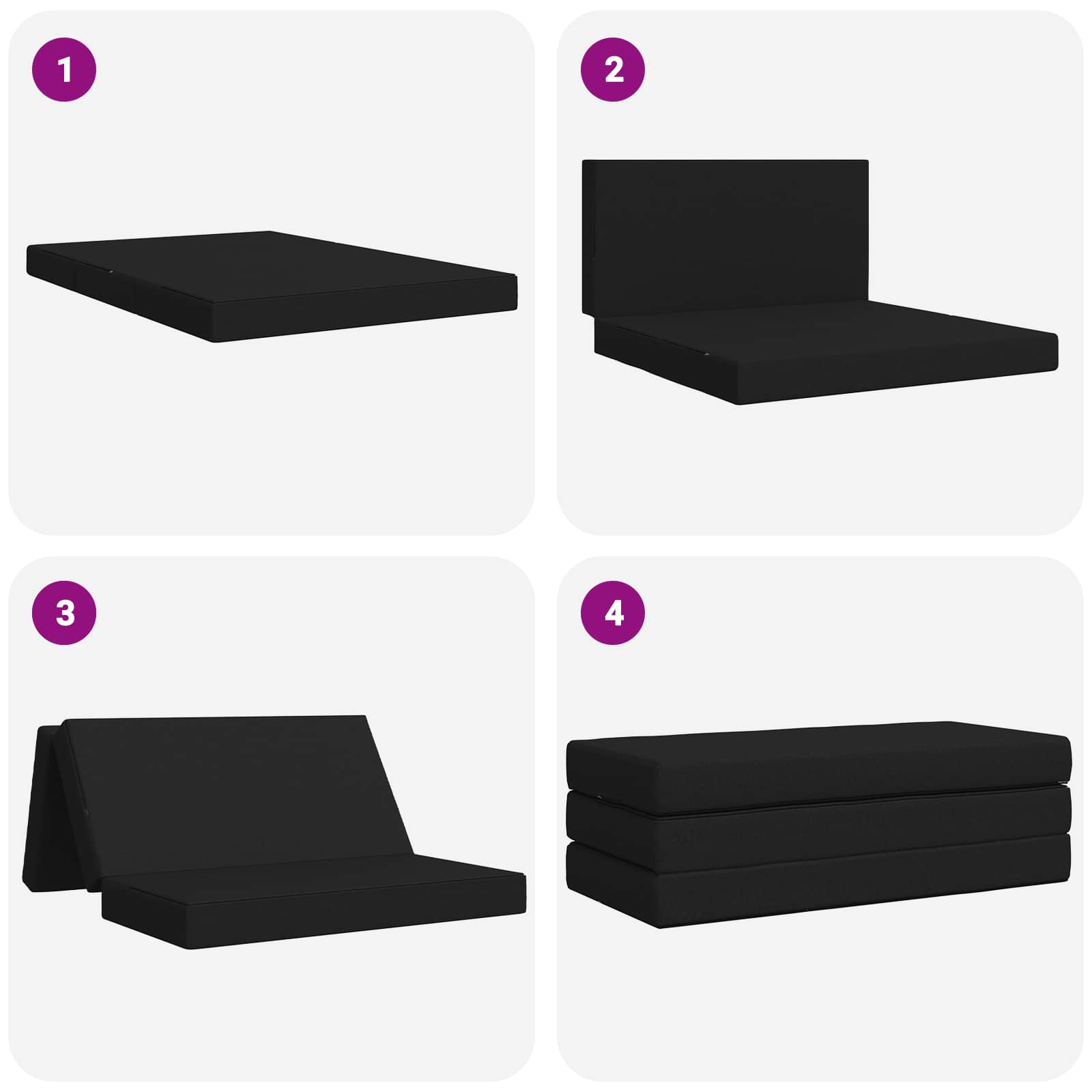 Sofa na razvlačenje 160 x 67 x 45 cm Crna
