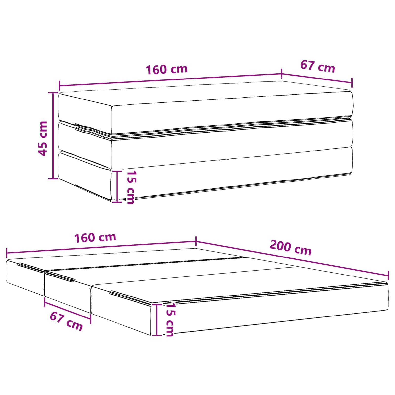 Sofa na razvlačenje 160 x 67 x 45 cm Plava