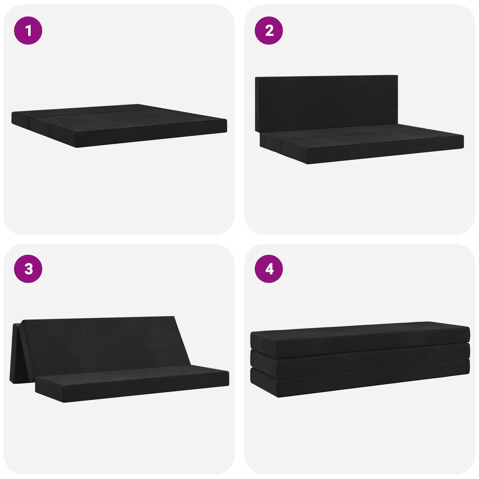 Sofa na razvlačenje 200 x 67 x 45 cm Crna