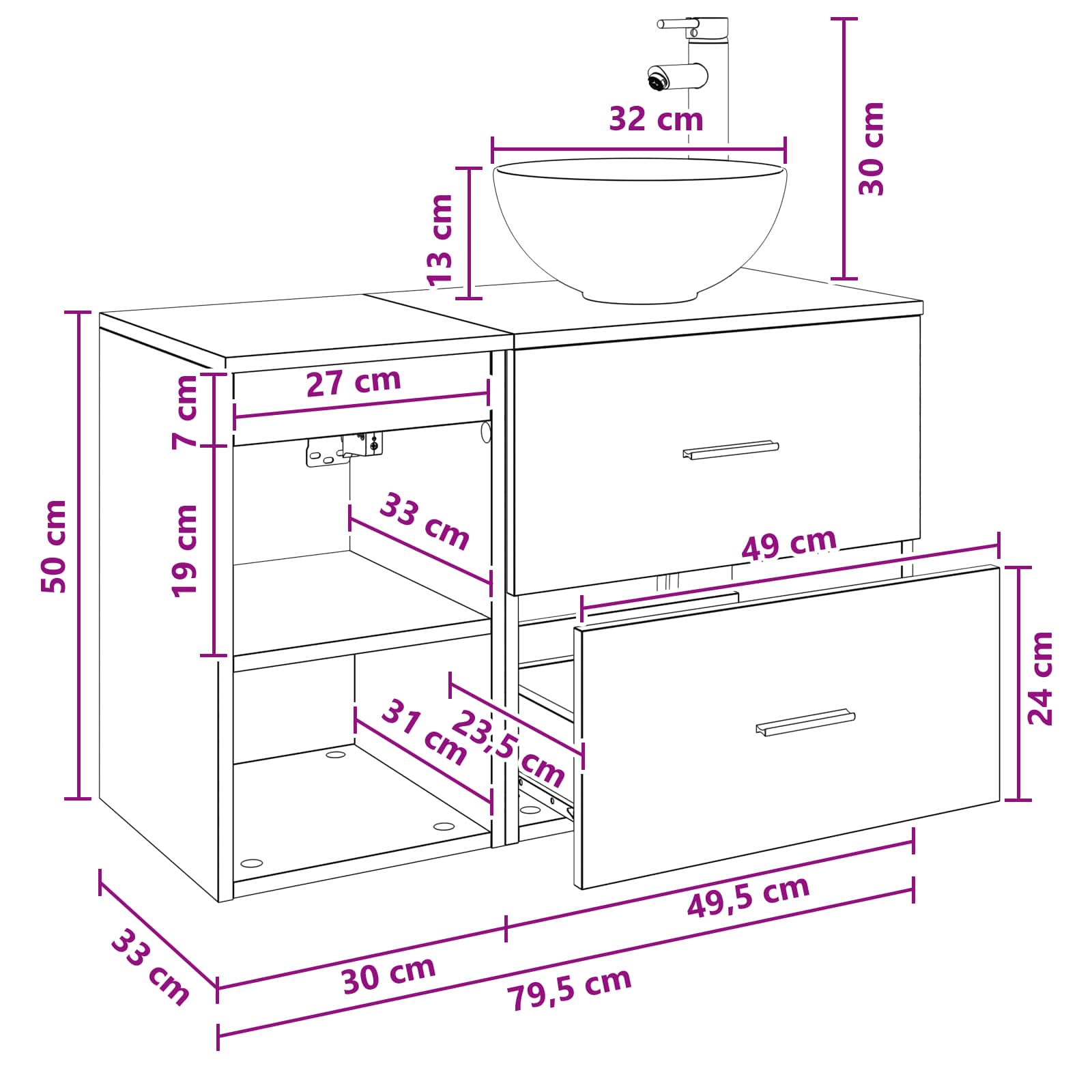 Set namještaja za kupaonicu 2 pcs Betonska siva