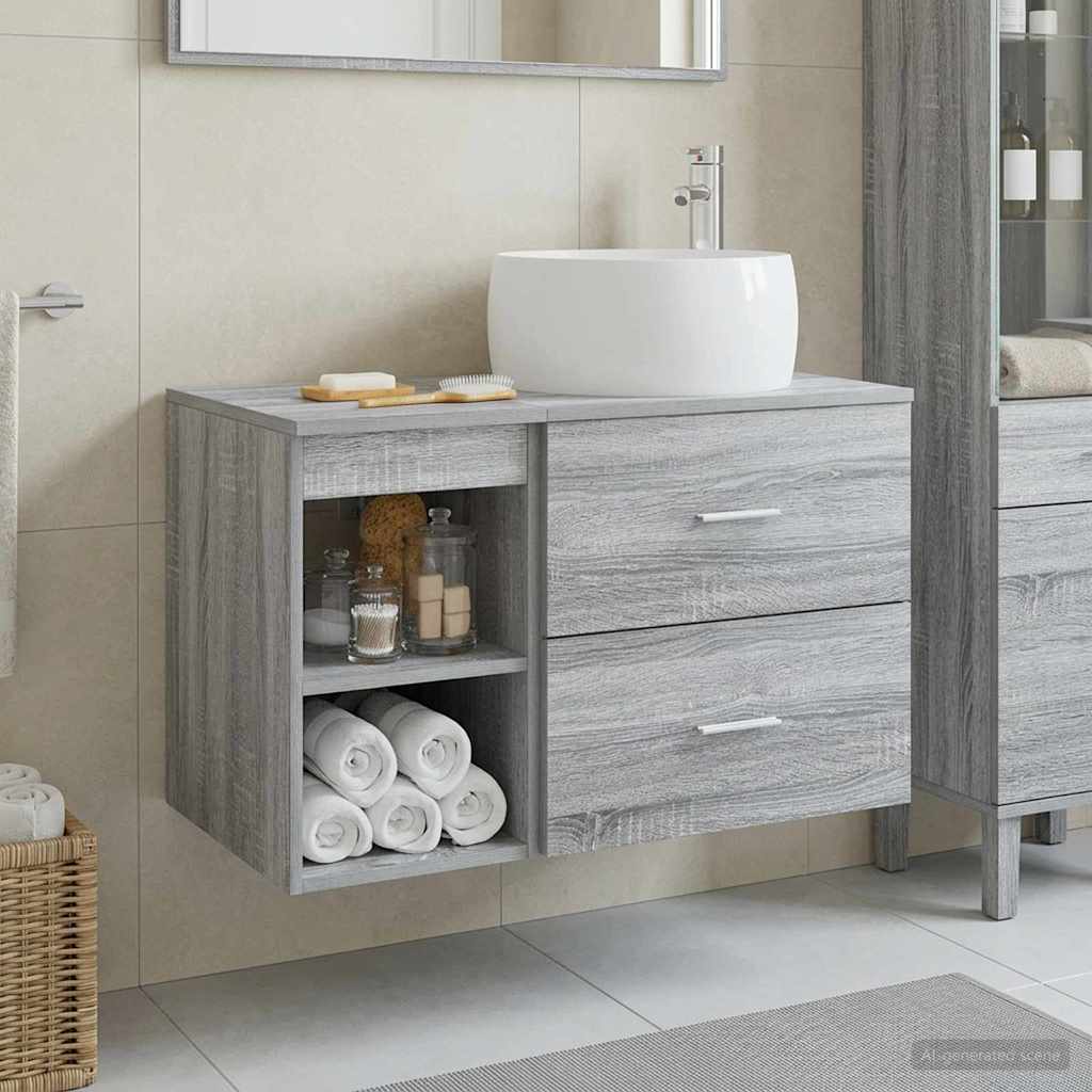Set namještaja za kupaonicu 2 pcs Siva Sonoma Konstruirano drvo