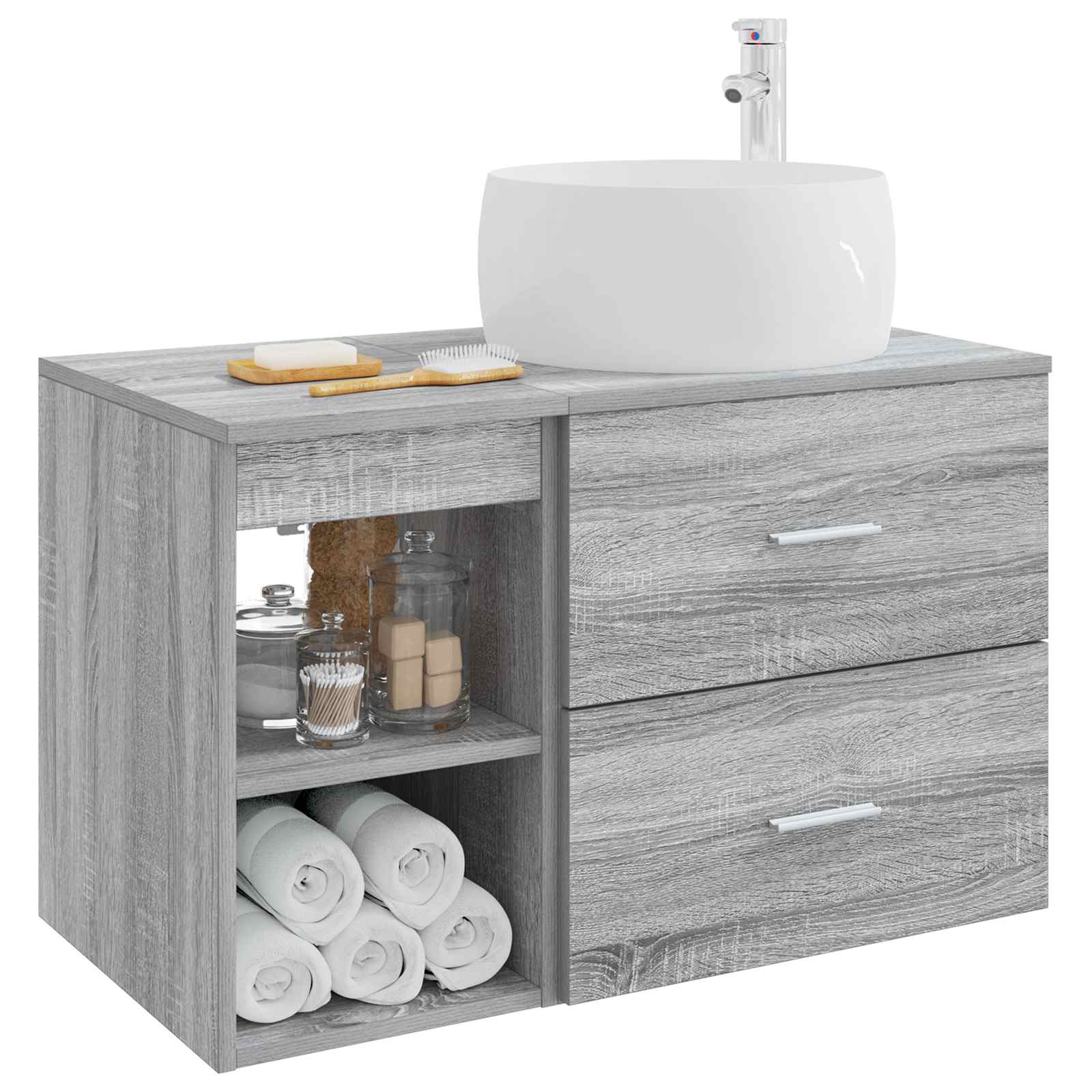 Set namještaja za kupaonicu 2 pcs Siva Sonoma Konstruirano drvo
