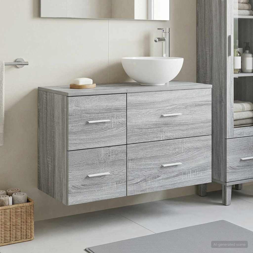 Set namještaja za kupaonicu 2 pcs Siva Sonoma Konstruirano drvo