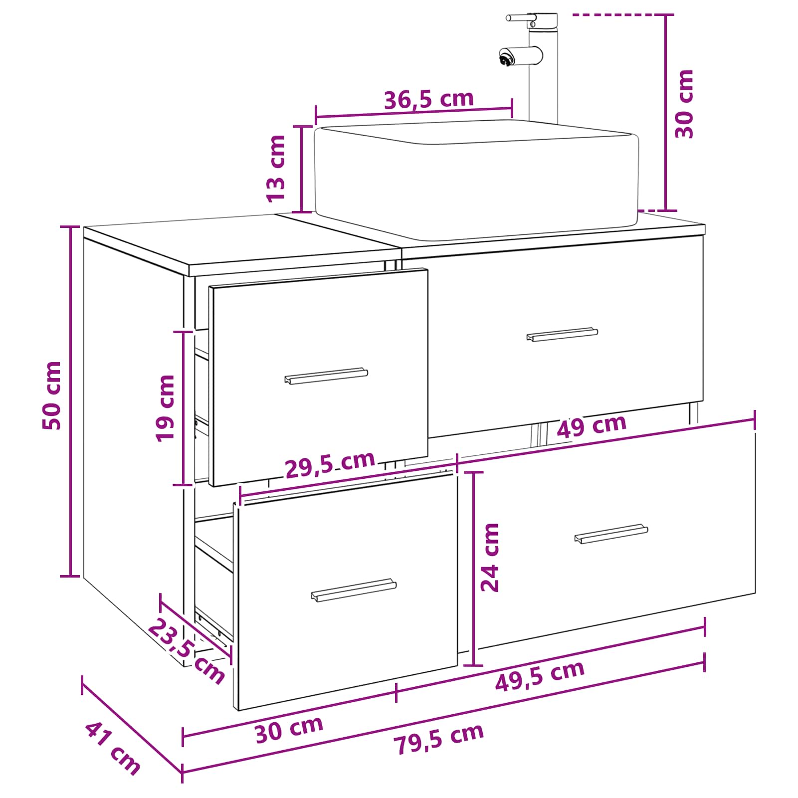 Set namještaja za kupaonicu 2 pcs Dimljeni hrast