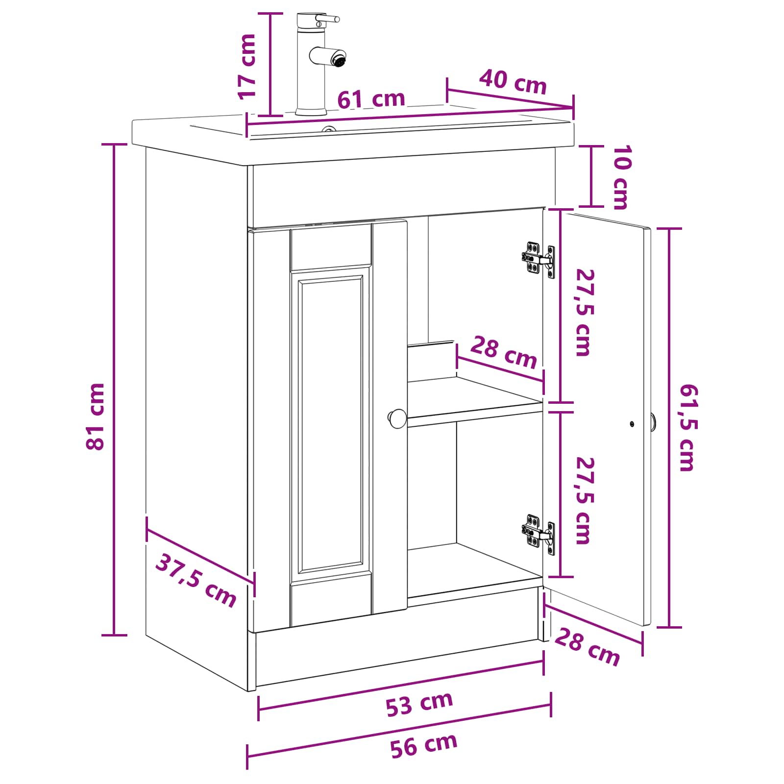 Set namještaja za kupaonicu Betonska siva 56 x 37,5 x 81 cm