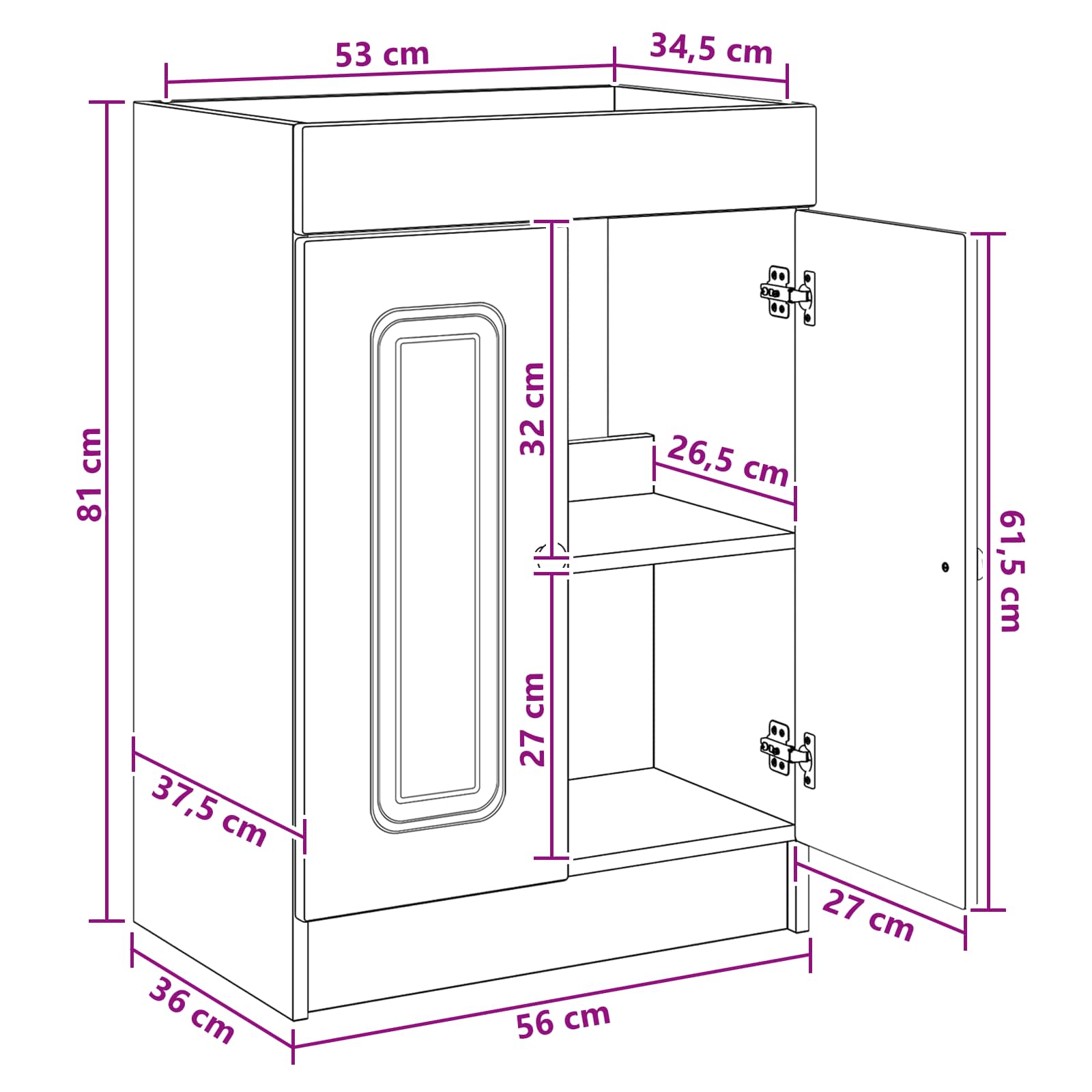 Set namještaja za kupaonicu Betonska siva 56 x 37,5 x 81 cm