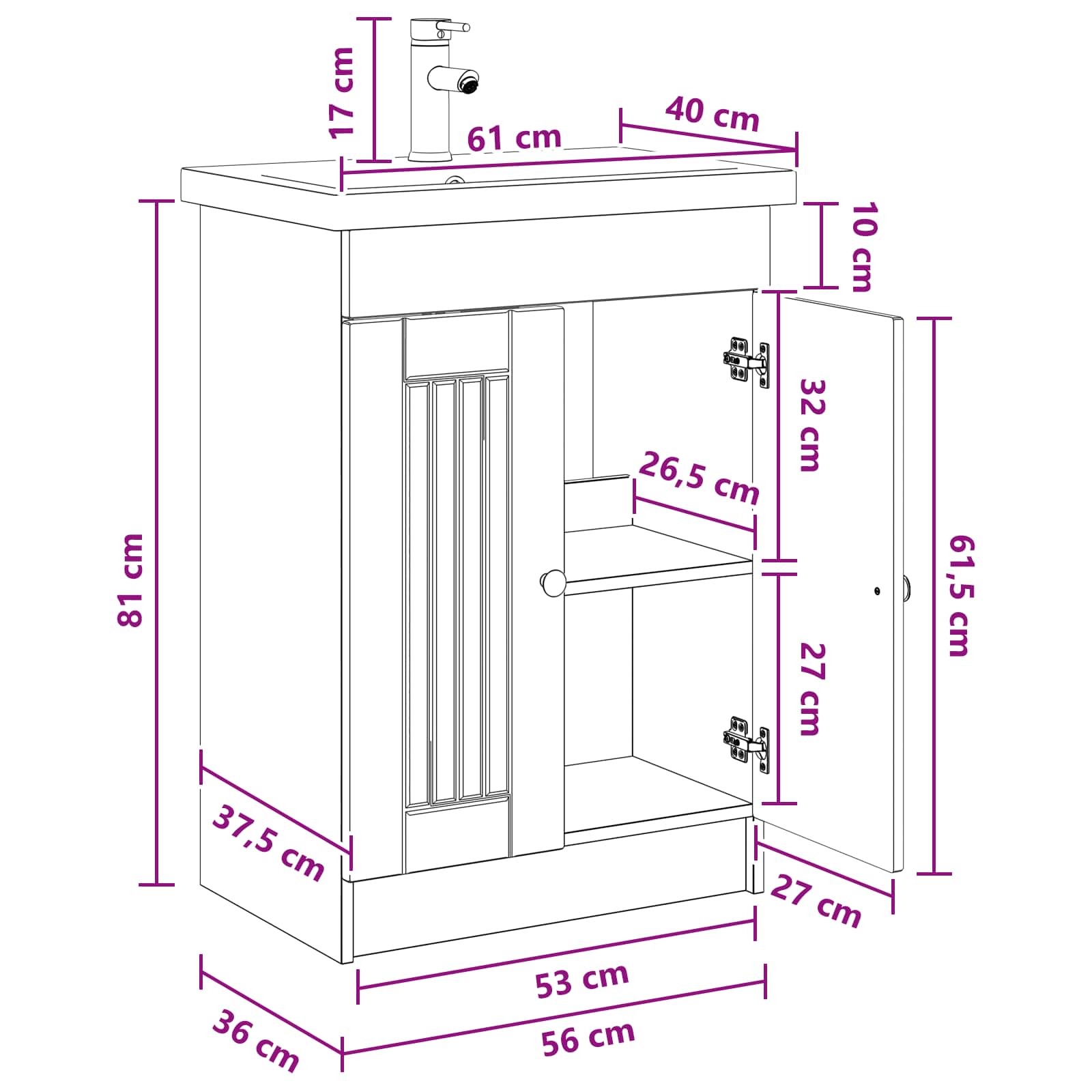 Set namještaja za kupaonicu Siva Sonoma 56 x 37,5 x 81 cm