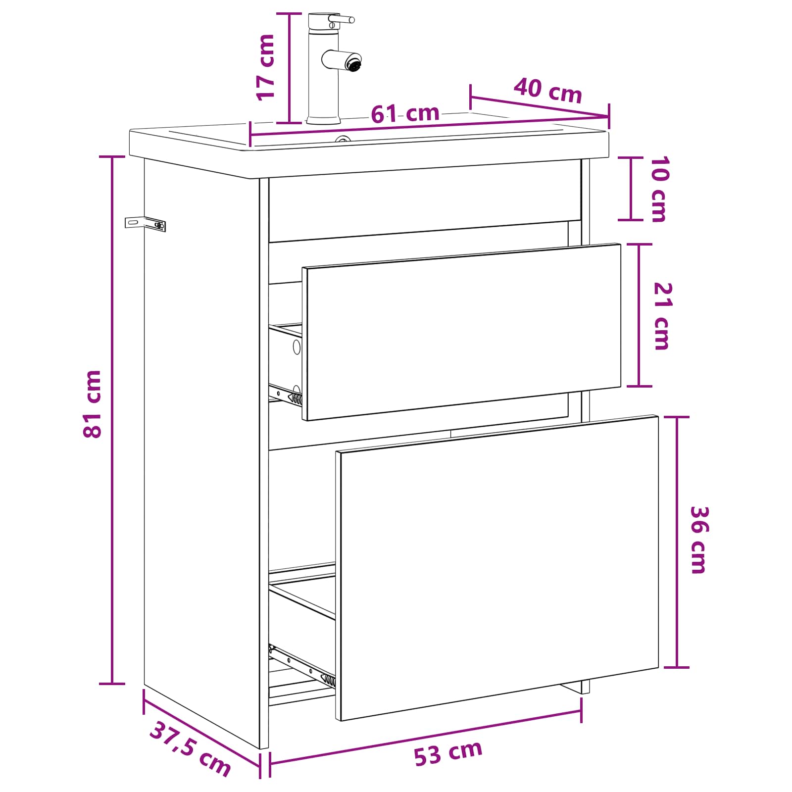 Set namještaja za kupaonicu Staro drvo 61 x 40 x 84,5 cm