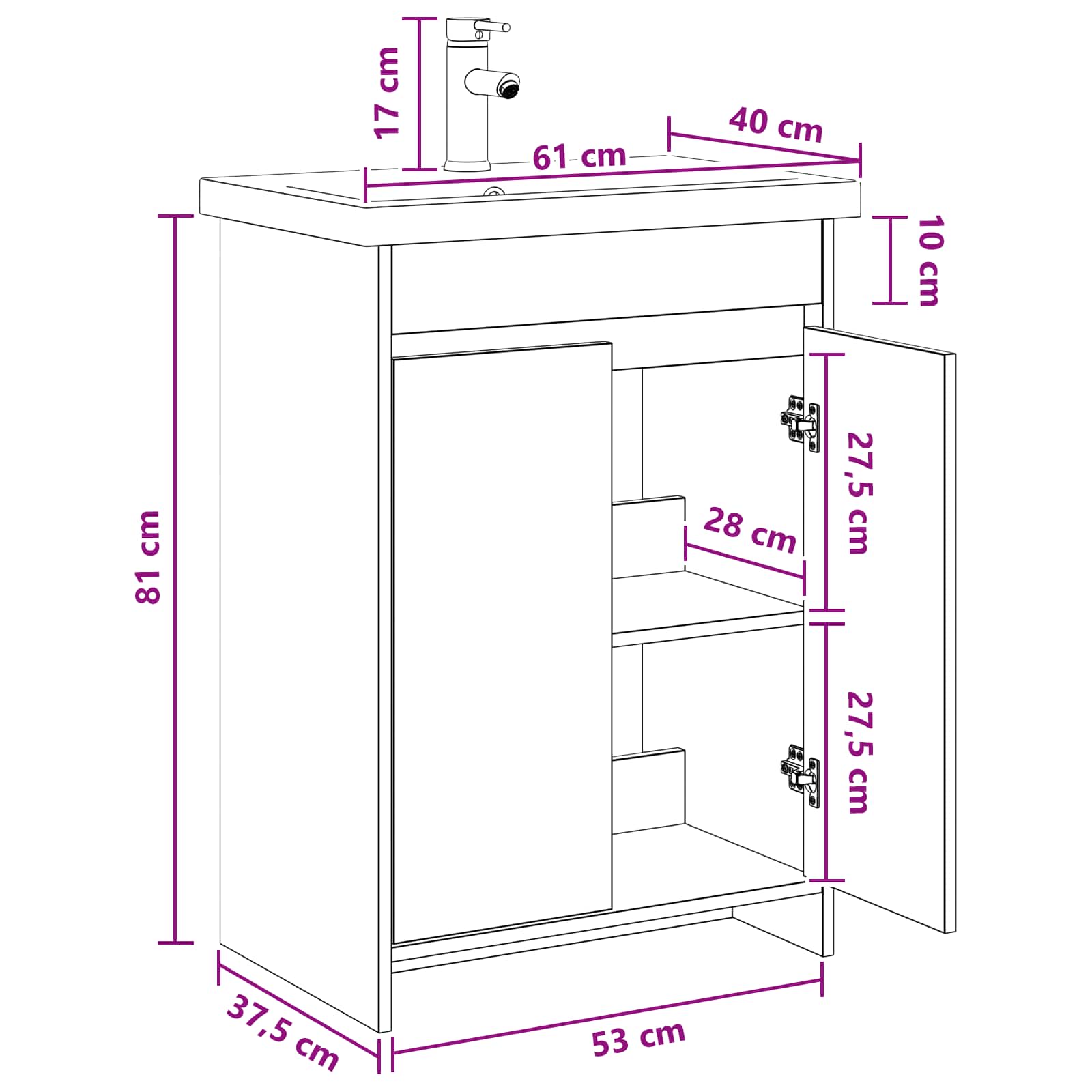 Set namještaja za kupaonicu Hrast sonoma 61 x 40 x 84,5 cm