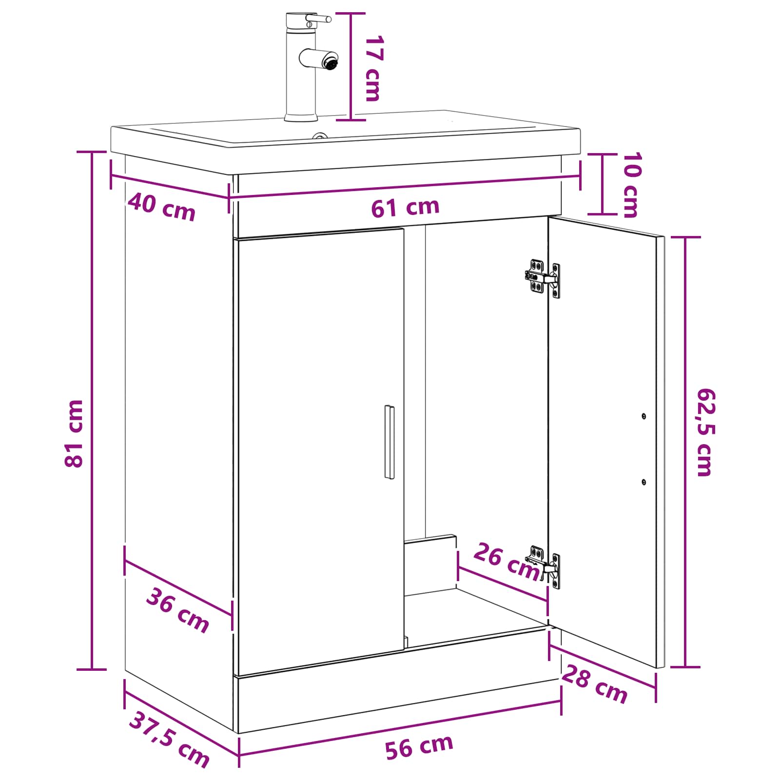 Set namještaja za kupaonicu Betonska siva 61 x 40 x 84,5 cm