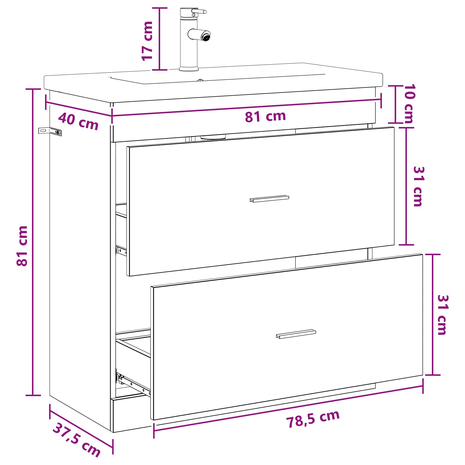 Set namještaja za kupaonicu Bijela 81 x 40 x 84,5 cm
