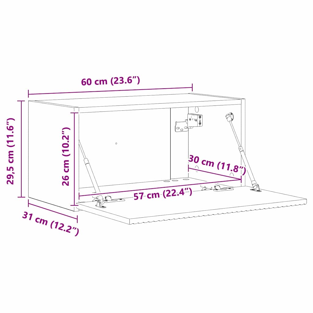 TV zidni ormar Zidne Umjetnička hrastovina 60 x 31 x 29,5 cm