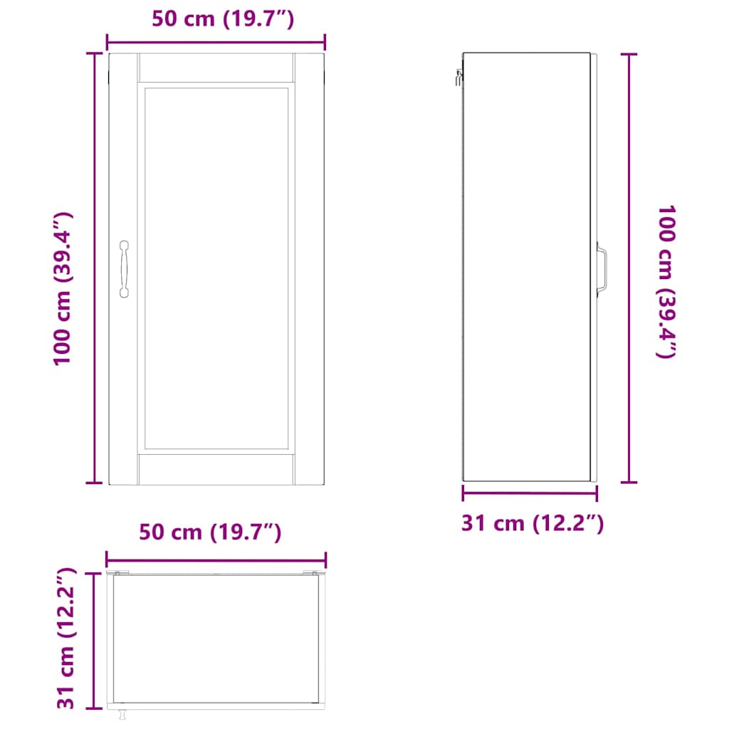 Ormar za Zid Crna 50 x 31 x 100 cm Konstruirano drvo