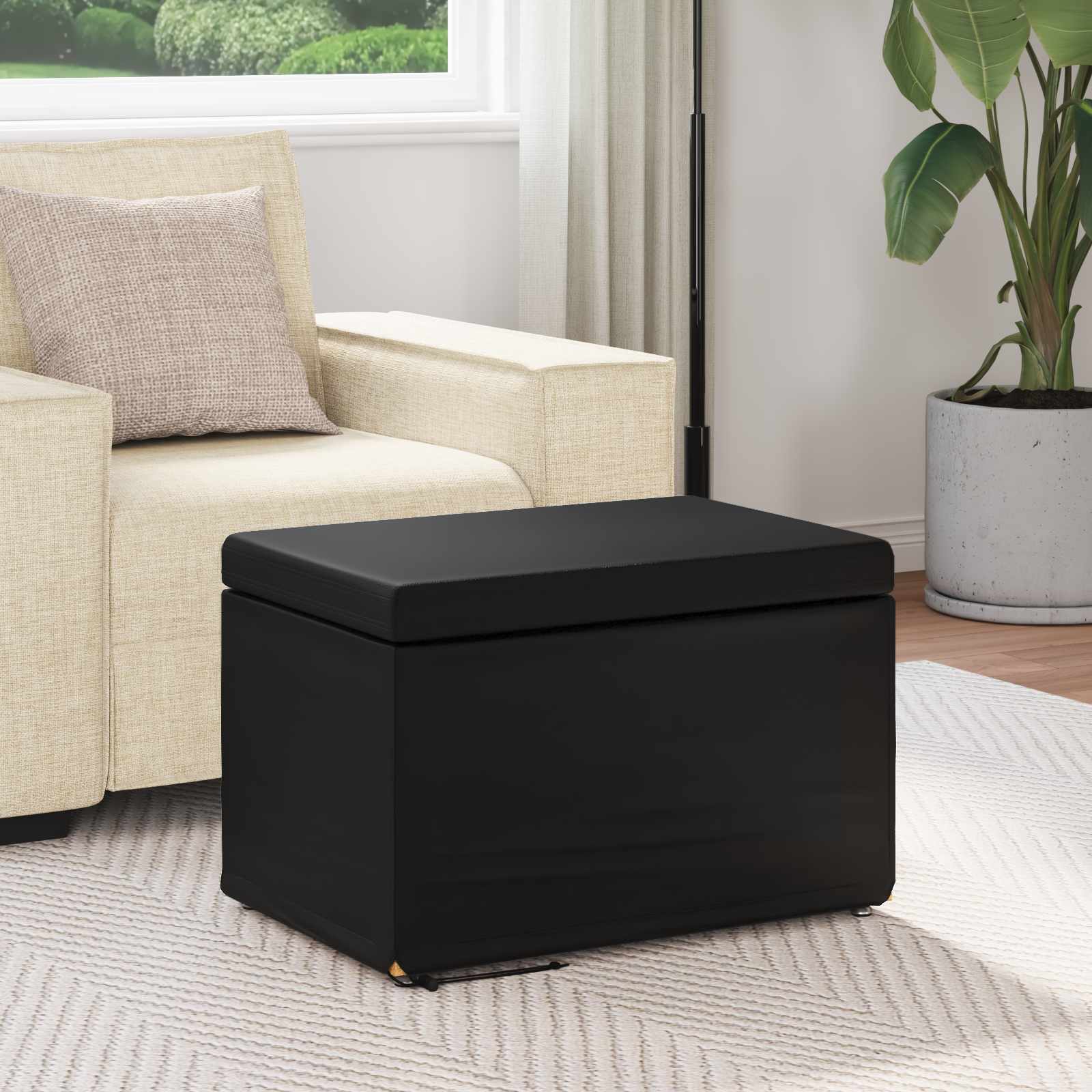 Stolica Crna 61 x 41 x 40 cm Umjetna Koža i Fino Radeći Drvo