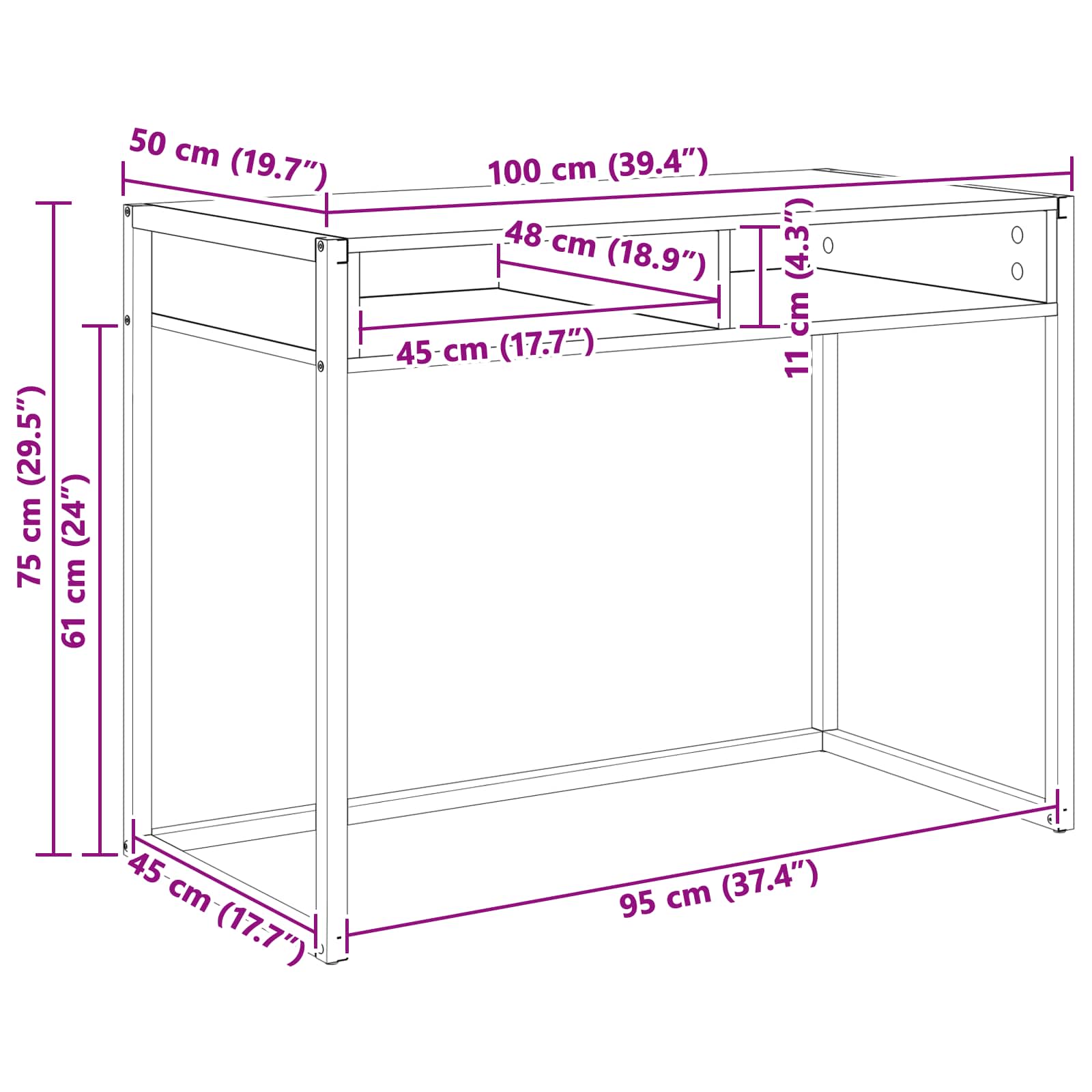 Stol s pohranom Staro drvo 100 x 50 x 75 cm Konstruirano drvo
