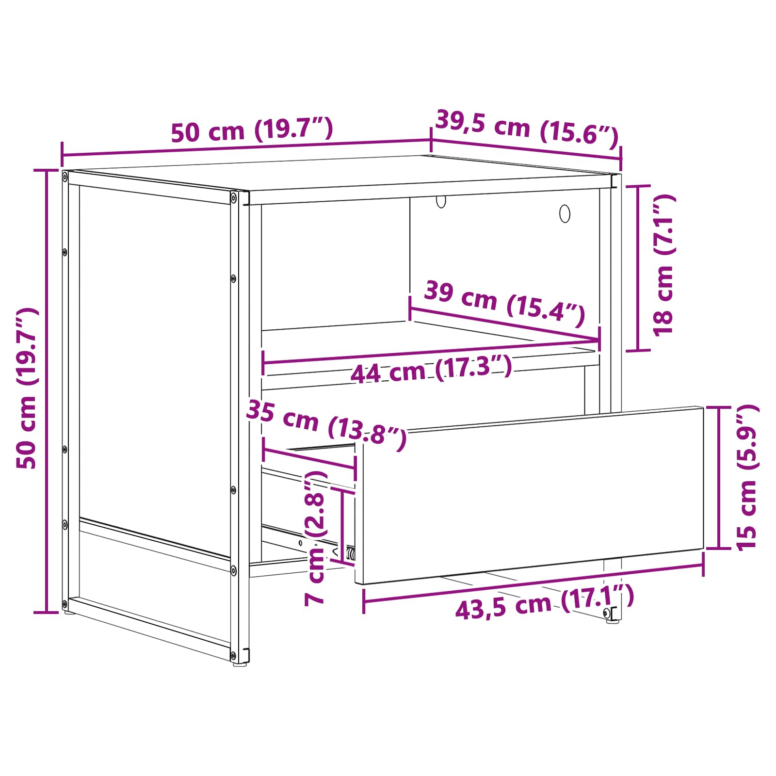 Noćni ormarić 2 pcs Sonoma 50 x 39,5 x 50 cm Konstruirano drvo