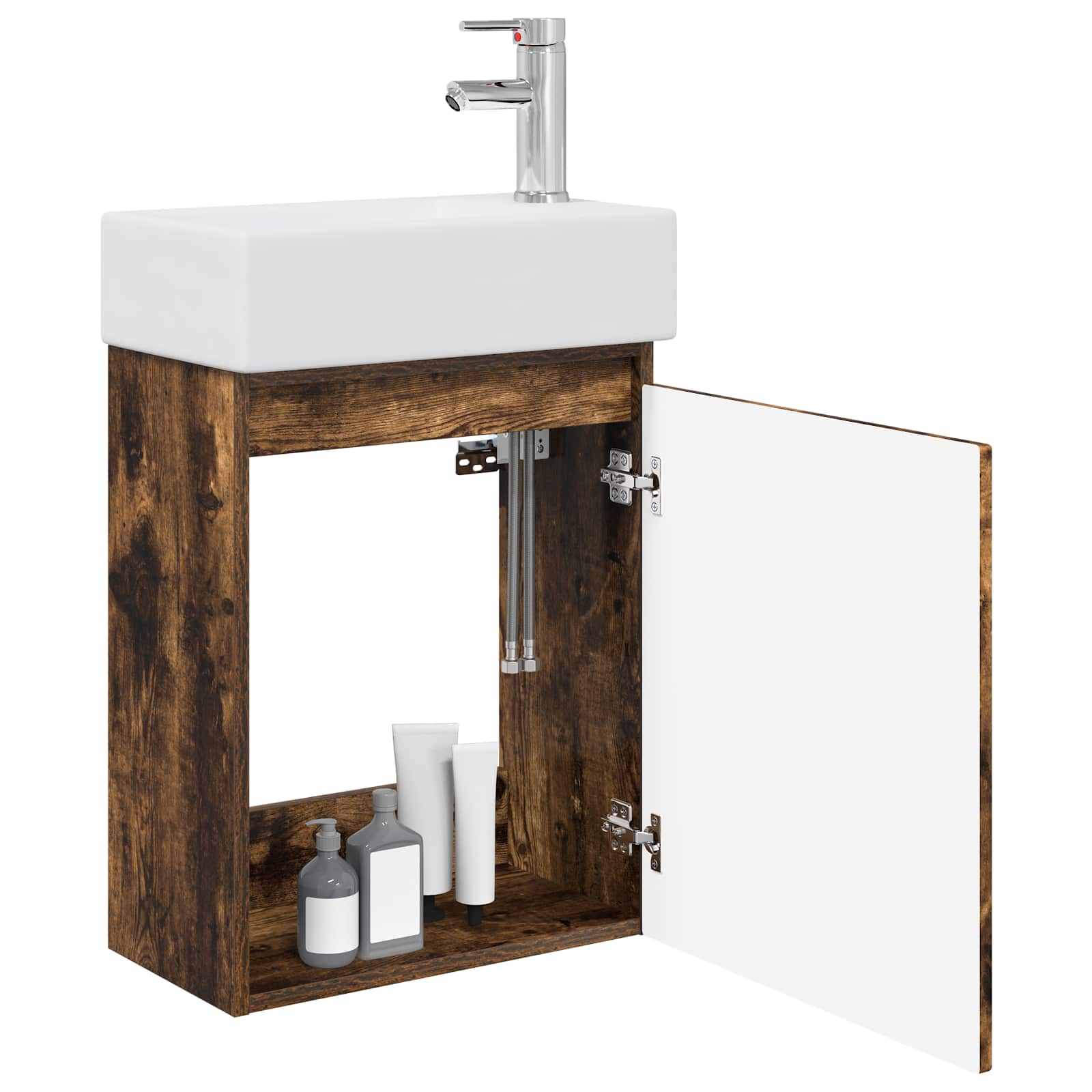 Jedinstveni ormar za kupaonicu s umivaonikom Dimljeni hrast