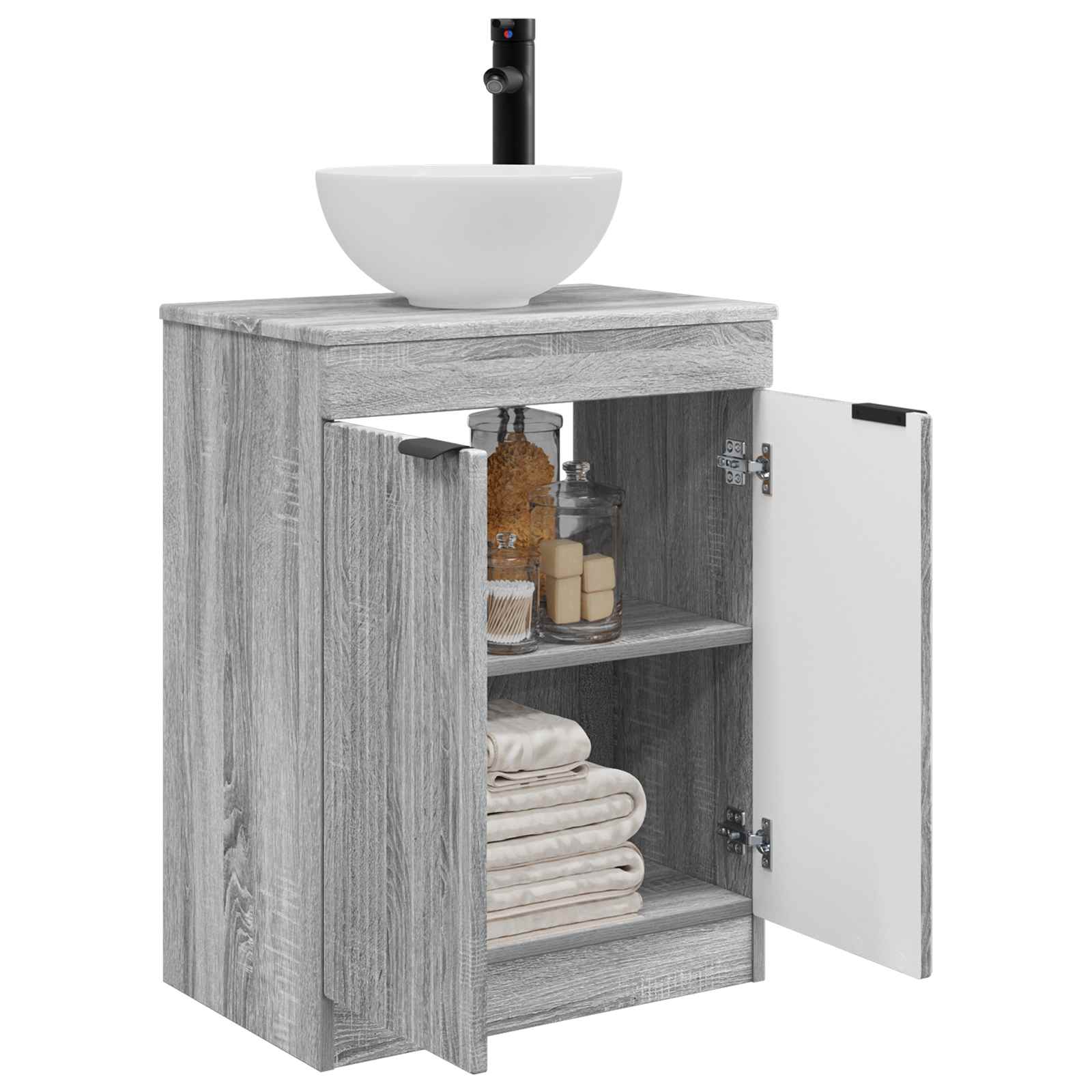 Kupaonski umivaonik s sudoperom Siva Sonoma 54 x 35 x 83 cm