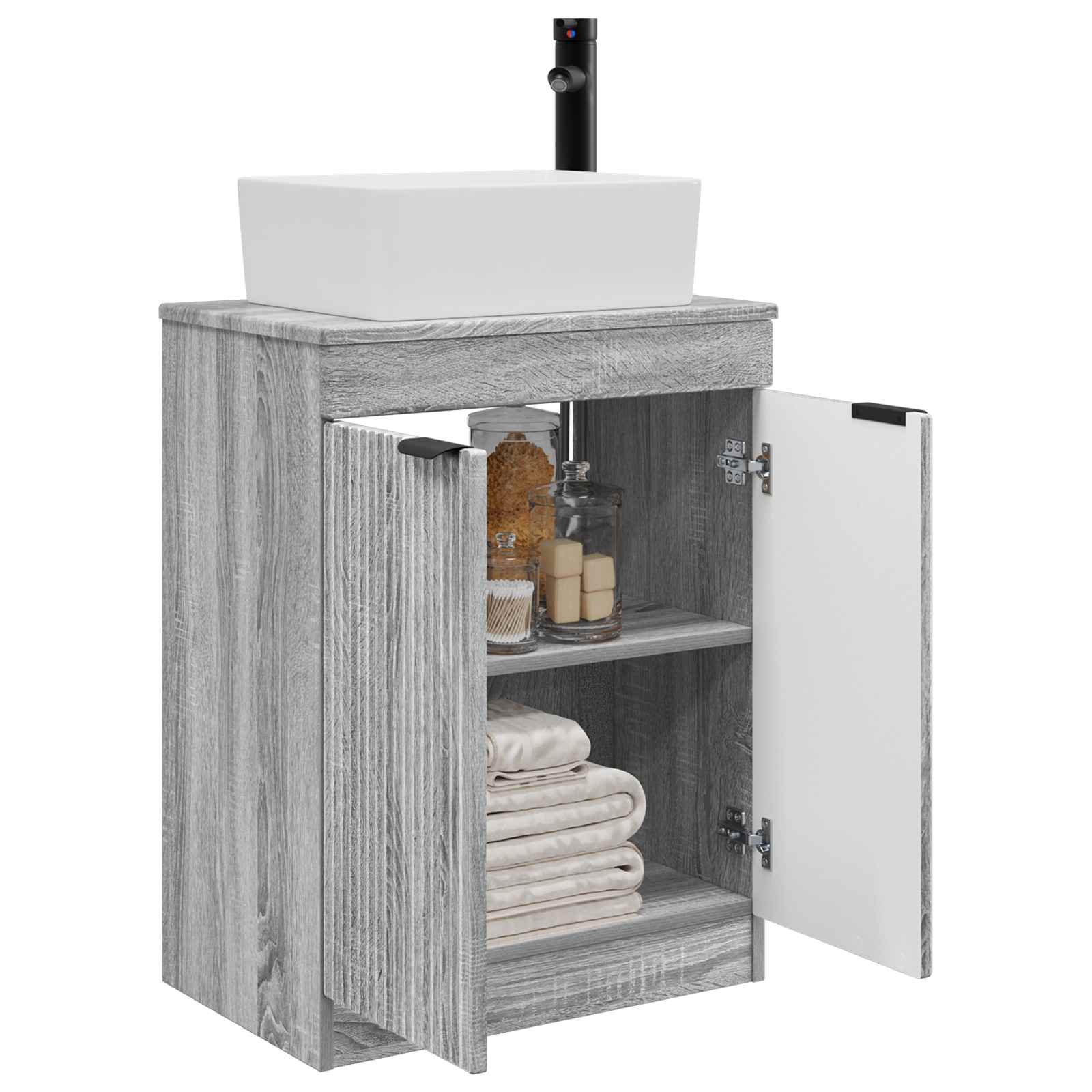 Kupaonski umivaonik s sudoperom Siva Sonoma 54 x 35 x 83 cm