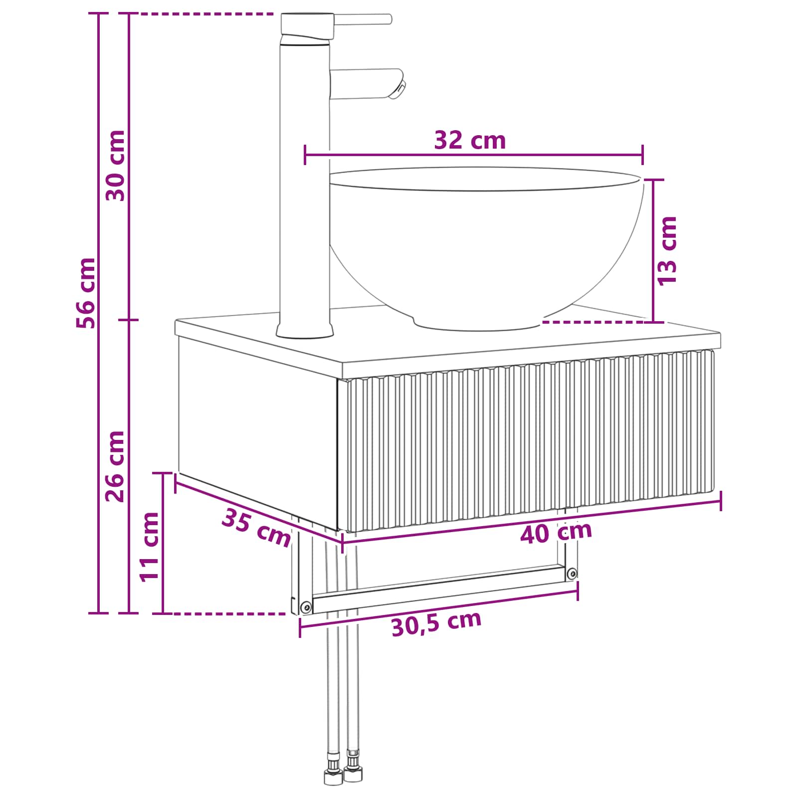 Zidni sudoper Dimljeni hrast 40 x 35 x 39 cm Konstruirano drvo