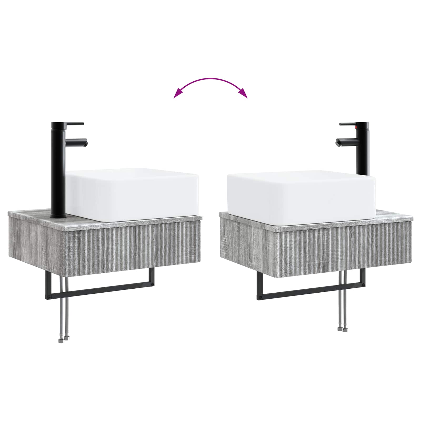 Zidni sudoper Siva Sonoma 50 x 41 x 39 cm Konstruirano drvo
