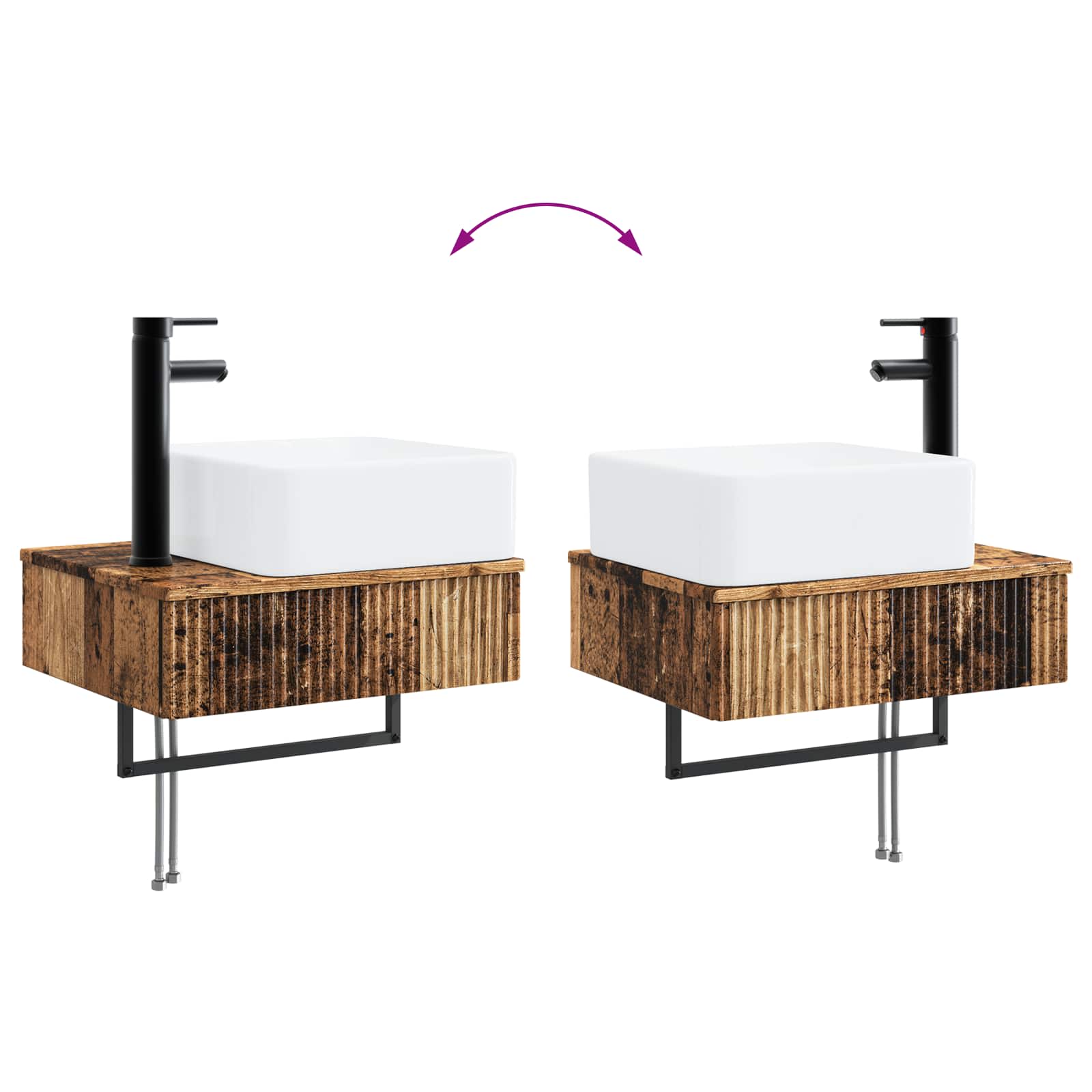 Zidni sudoper Staro drvo 50 x 41 x 39 cm Konstruirano drvo