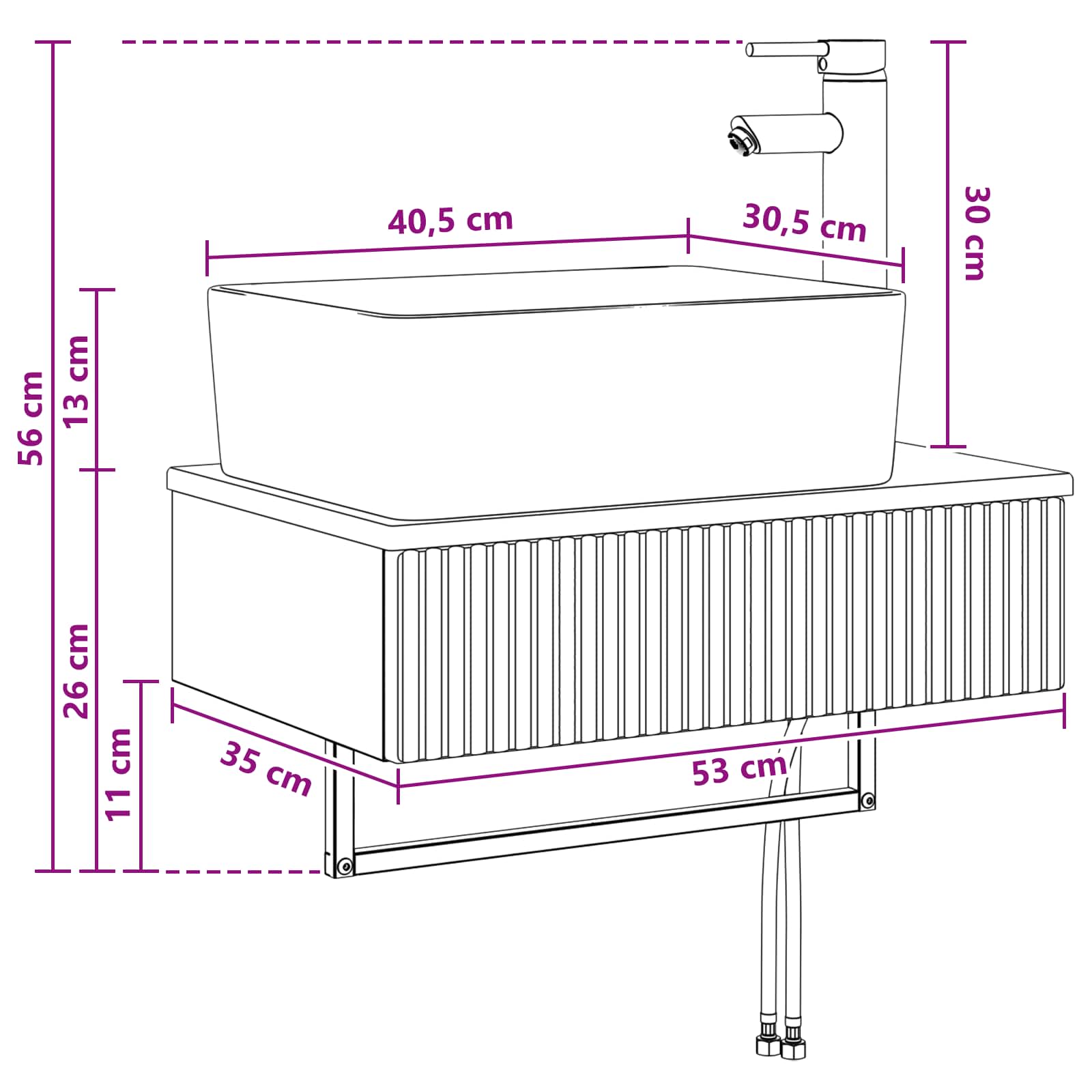 Zidni sudoper Siva Sonoma 53 x 35 x 39 cm Konstruirano drvo
