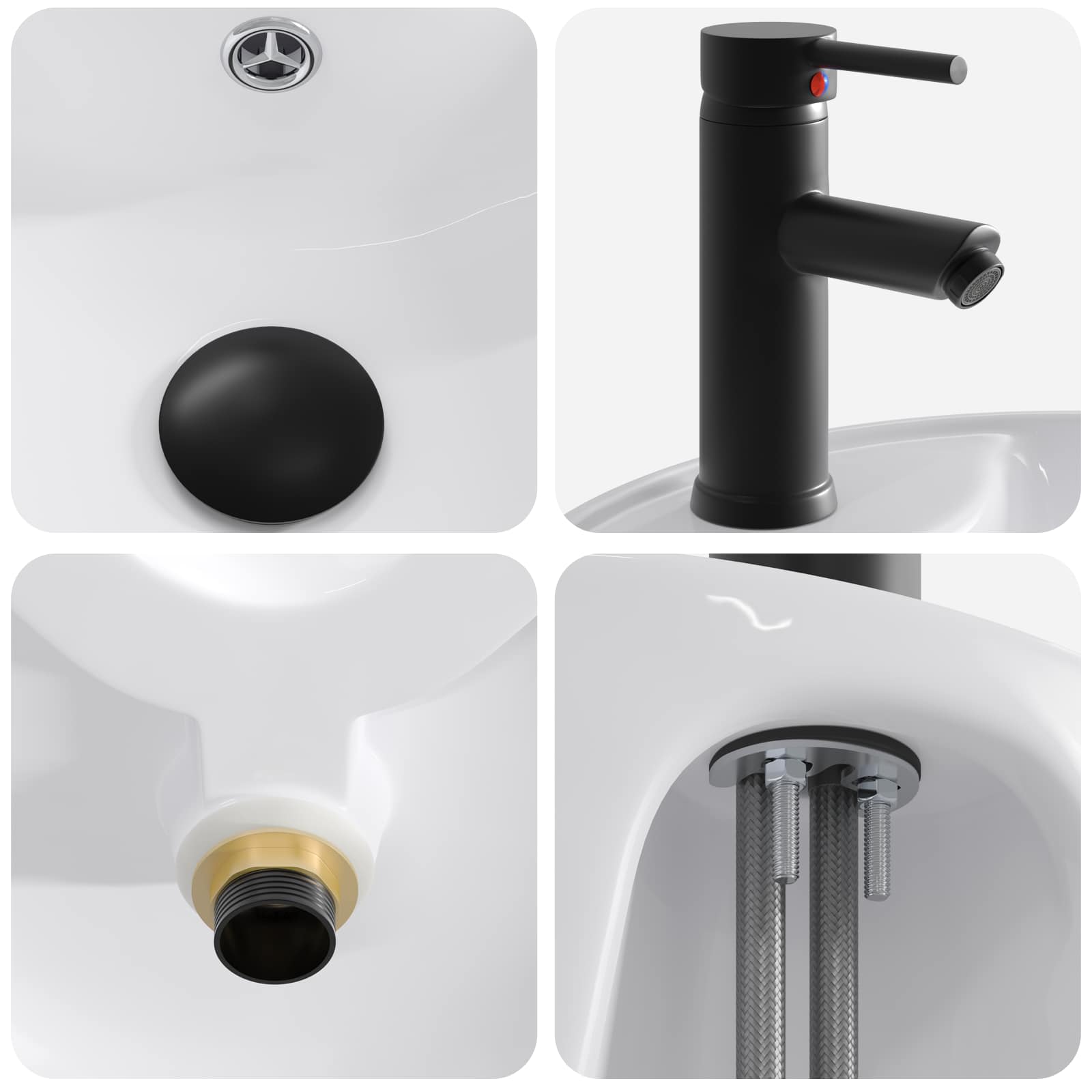 Umivaonik za kupaonicu Mat Crna 40,5 x 40,5 x 15 cm Metal